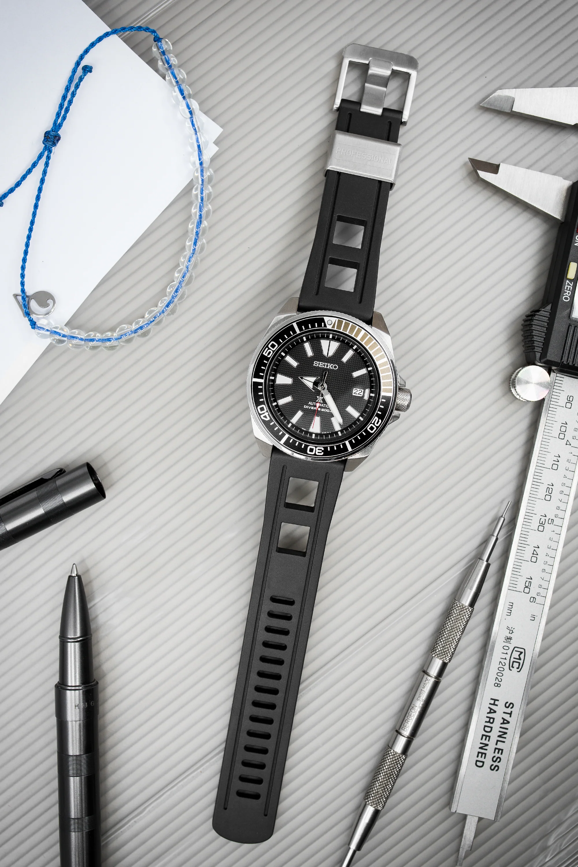 CRAFTER BLUE CB01 Black Rubber Watch Strap - Image 2