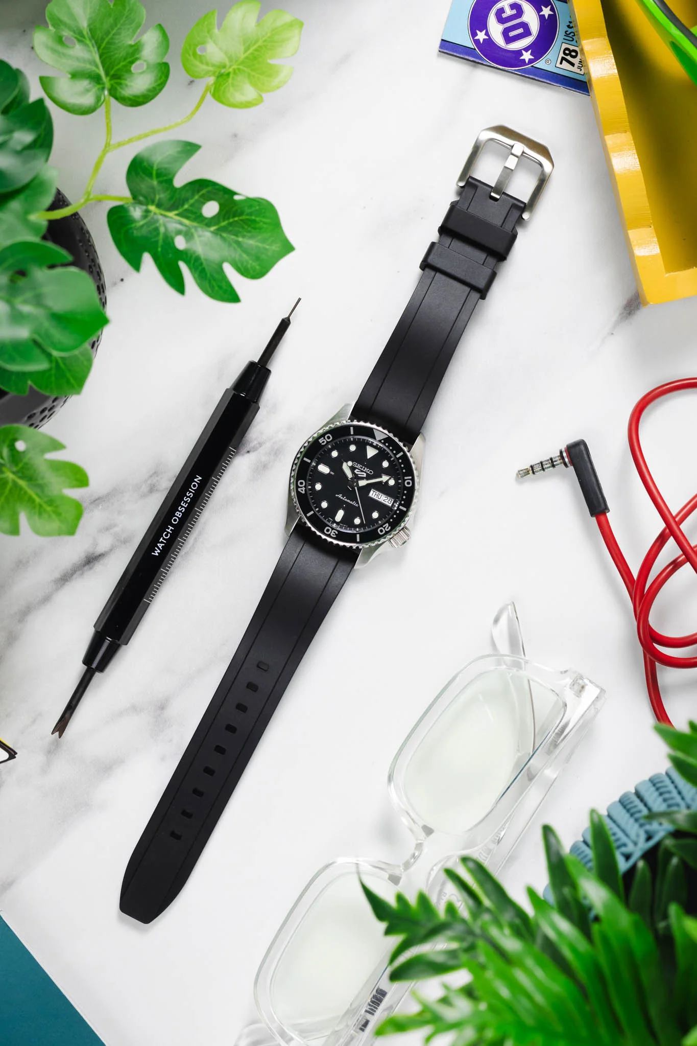 CRAFTER BLUE UX03 Black FKM Rubber Watch Strap - Image 8