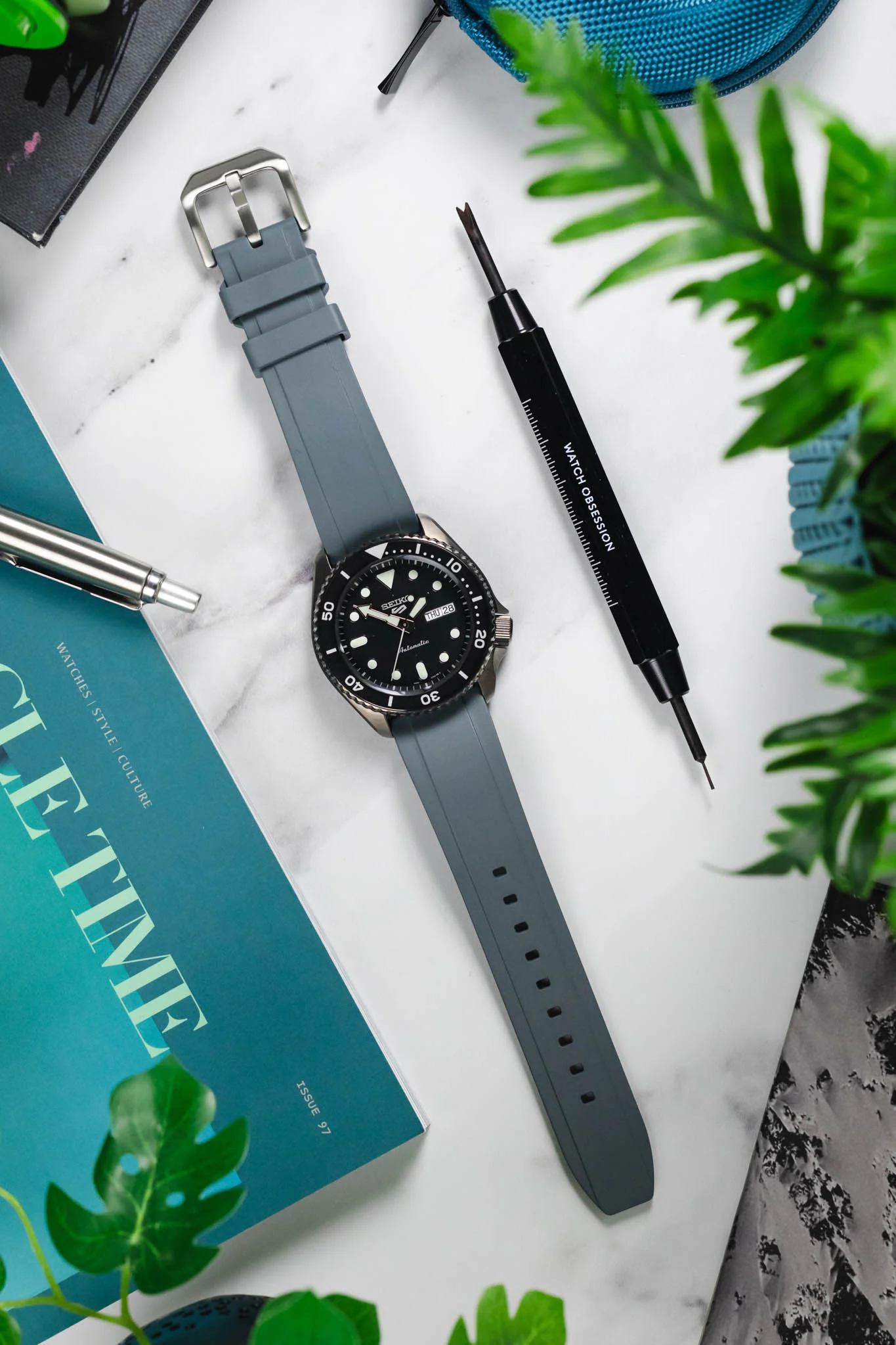 CRAFTER BLUE UX03 Grey FKM Rubber Watch Strap - Image 8