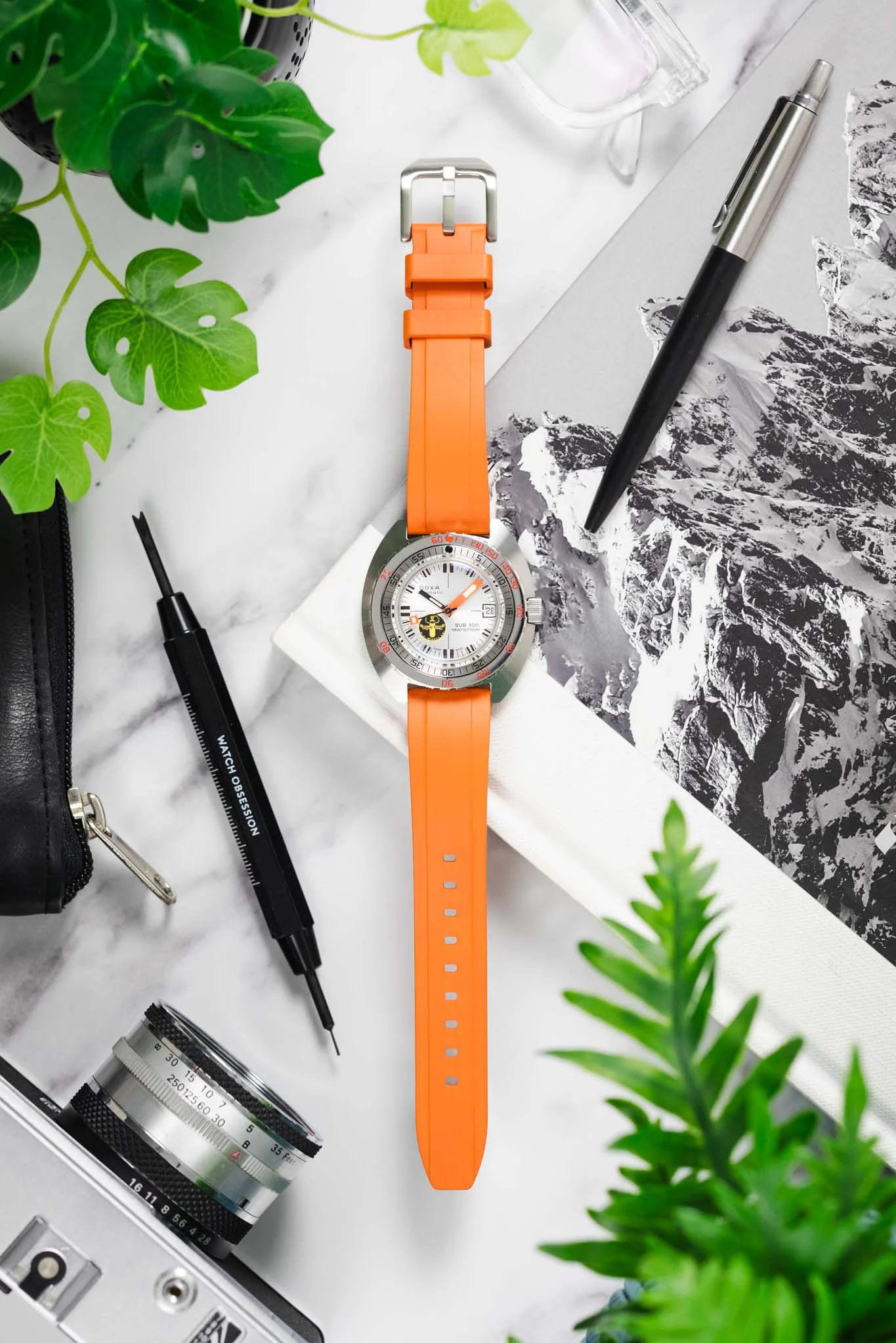 CRAFTER BLUE UX03 Orange FKM Rubber Watch Strap - Image 8