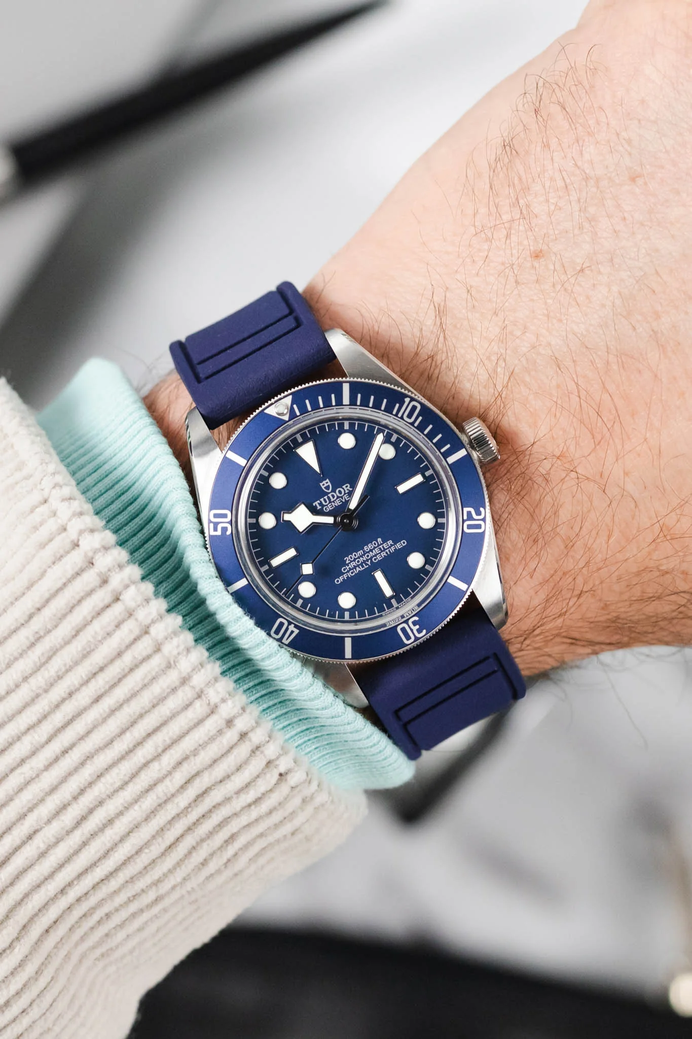 CRAFTER BLUE UX07 Navy FKM Rubber Watch Strap - Image 2