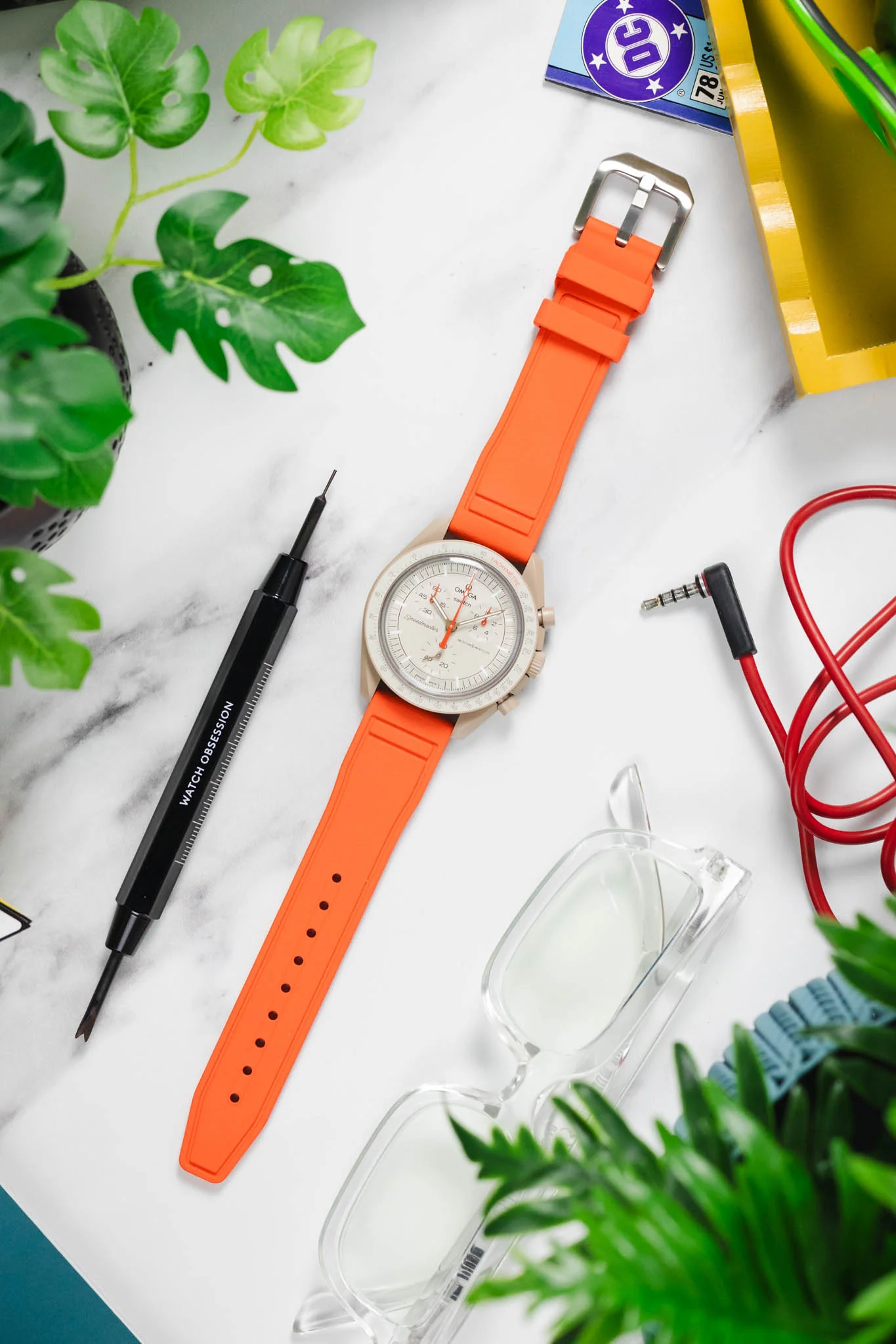 CRAFTER BLUE UX07 Orange FKM Rubber Watch Strap - Image 8