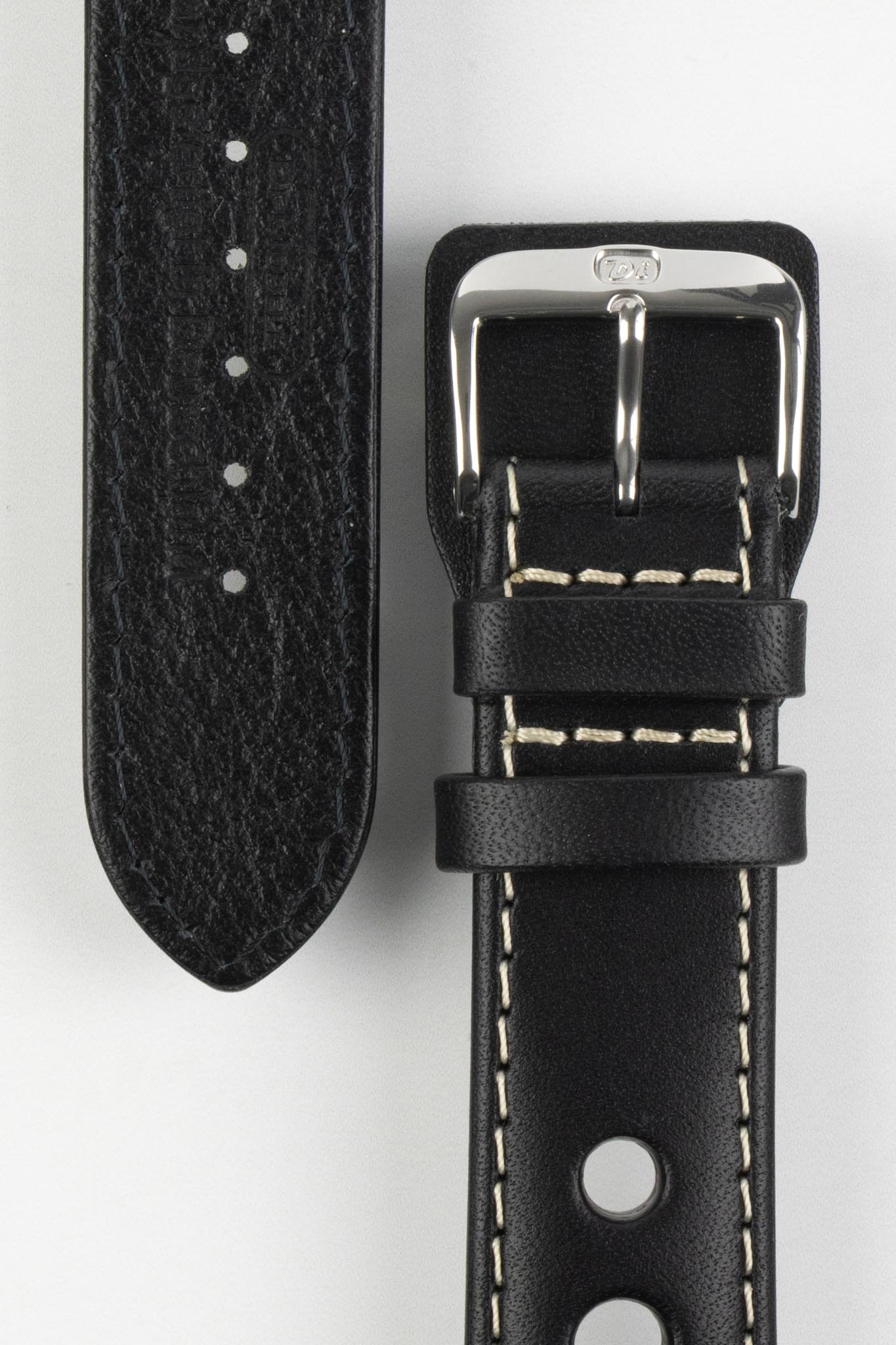 Di-Modell AVUS Leather Racing Watch Strap in BLACK - Image 3
