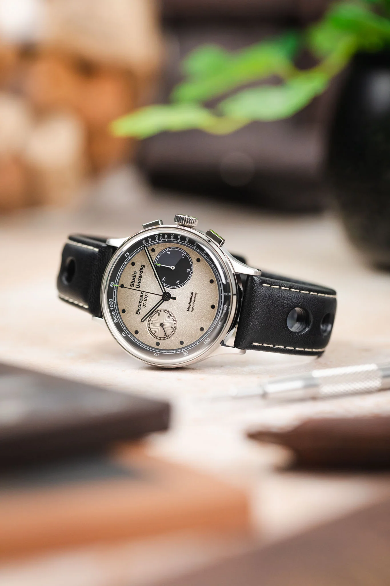 Di-Modell AVUS Leather Racing Watch Strap in BLACK - Image 4