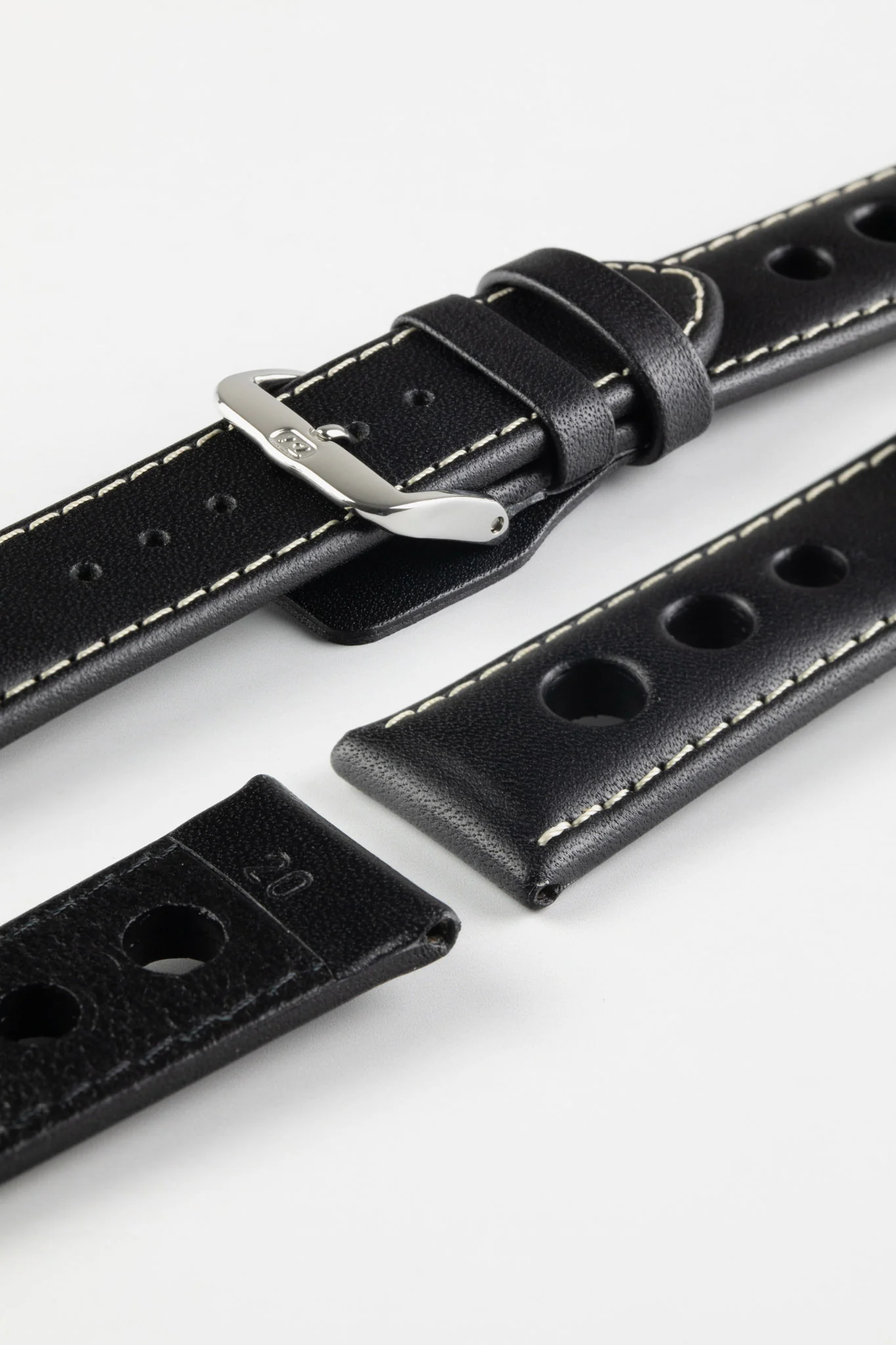 Di-Modell AVUS Leather Racing Watch Strap in BLACK - Image 7