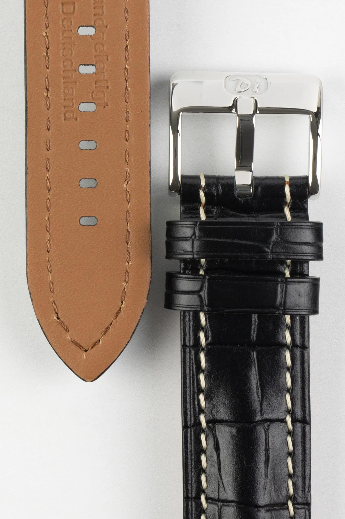 Di-Modell BALI CHRONO Alligator-Embossed Padded Watch Strap in BLACK - Image 2
