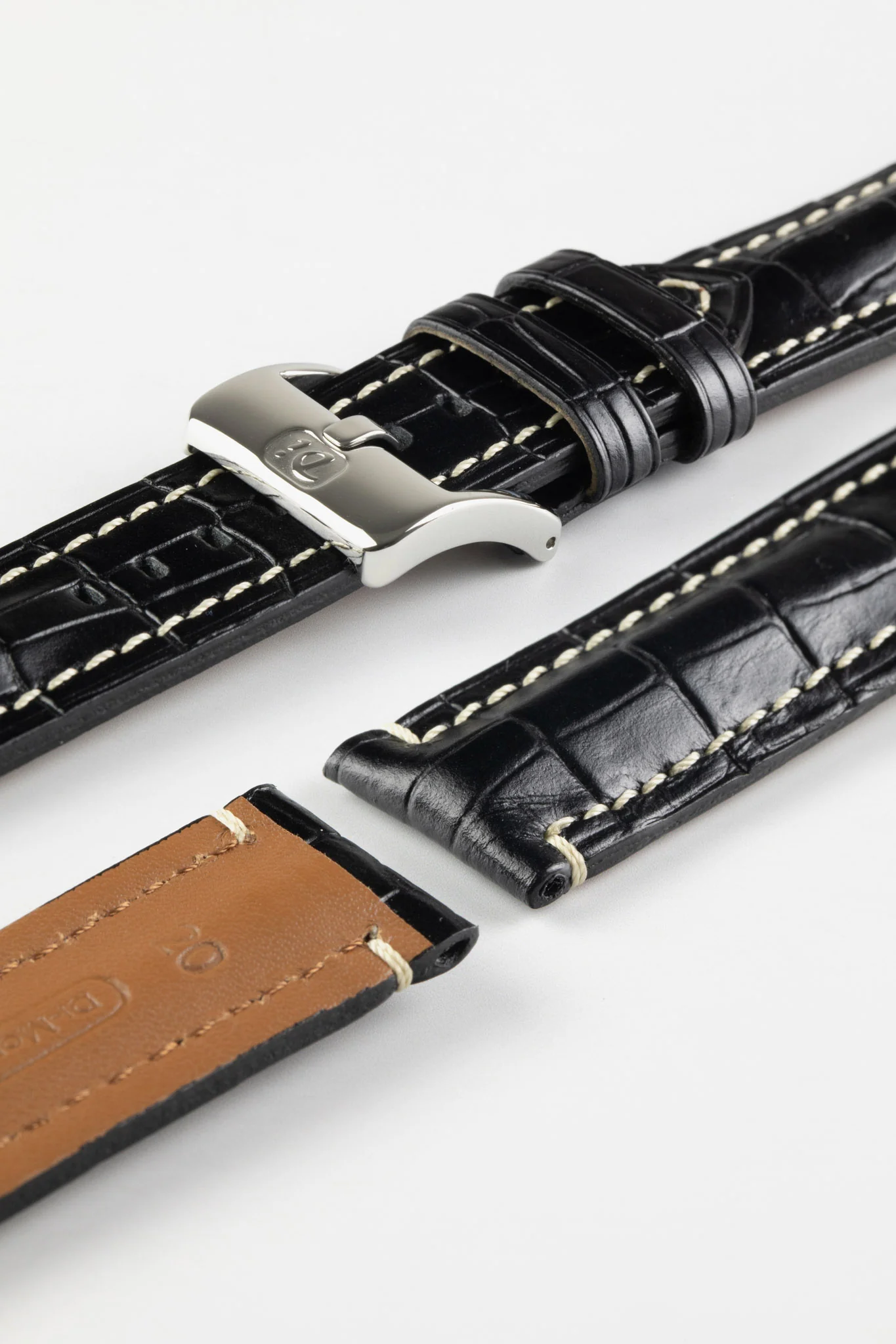 Di-Modell BALI CHRONO Alligator-Embossed Padded Watch Strap in BLACK - Image 4
