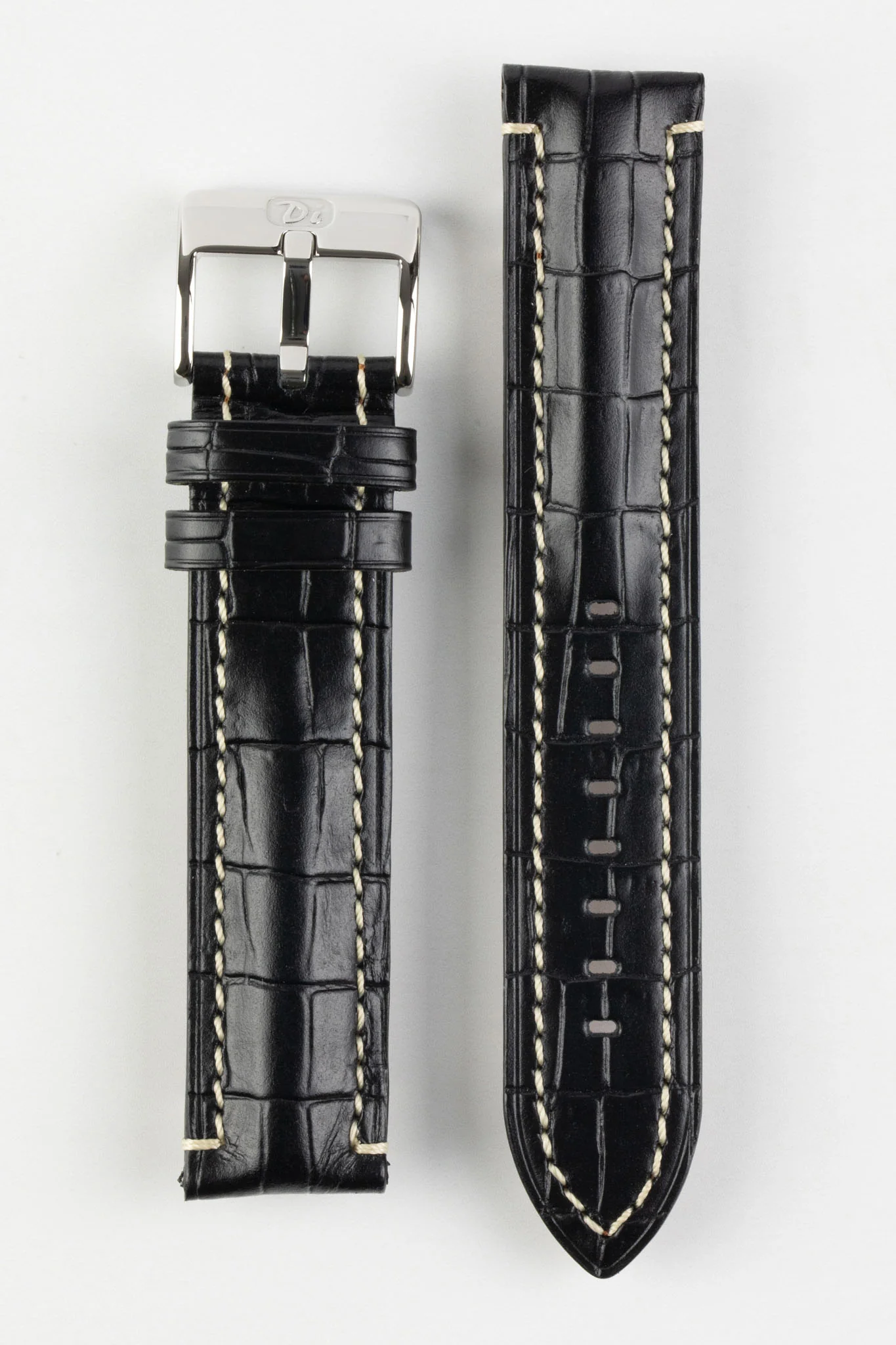 Di-Modell BALI CHRONO Alligator-Embossed Padded Watch Strap in BLACK - Image 5