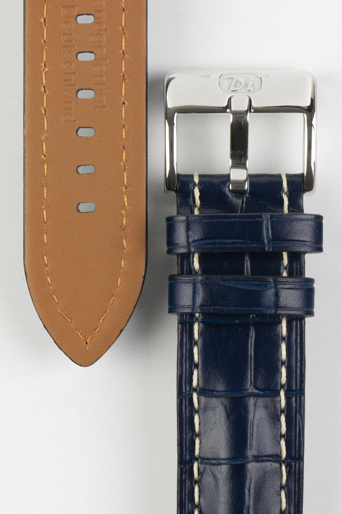 Di-Modell BALI CHRONO Alligator-Embossed Padded Watch Strap in BLUE - Image 3