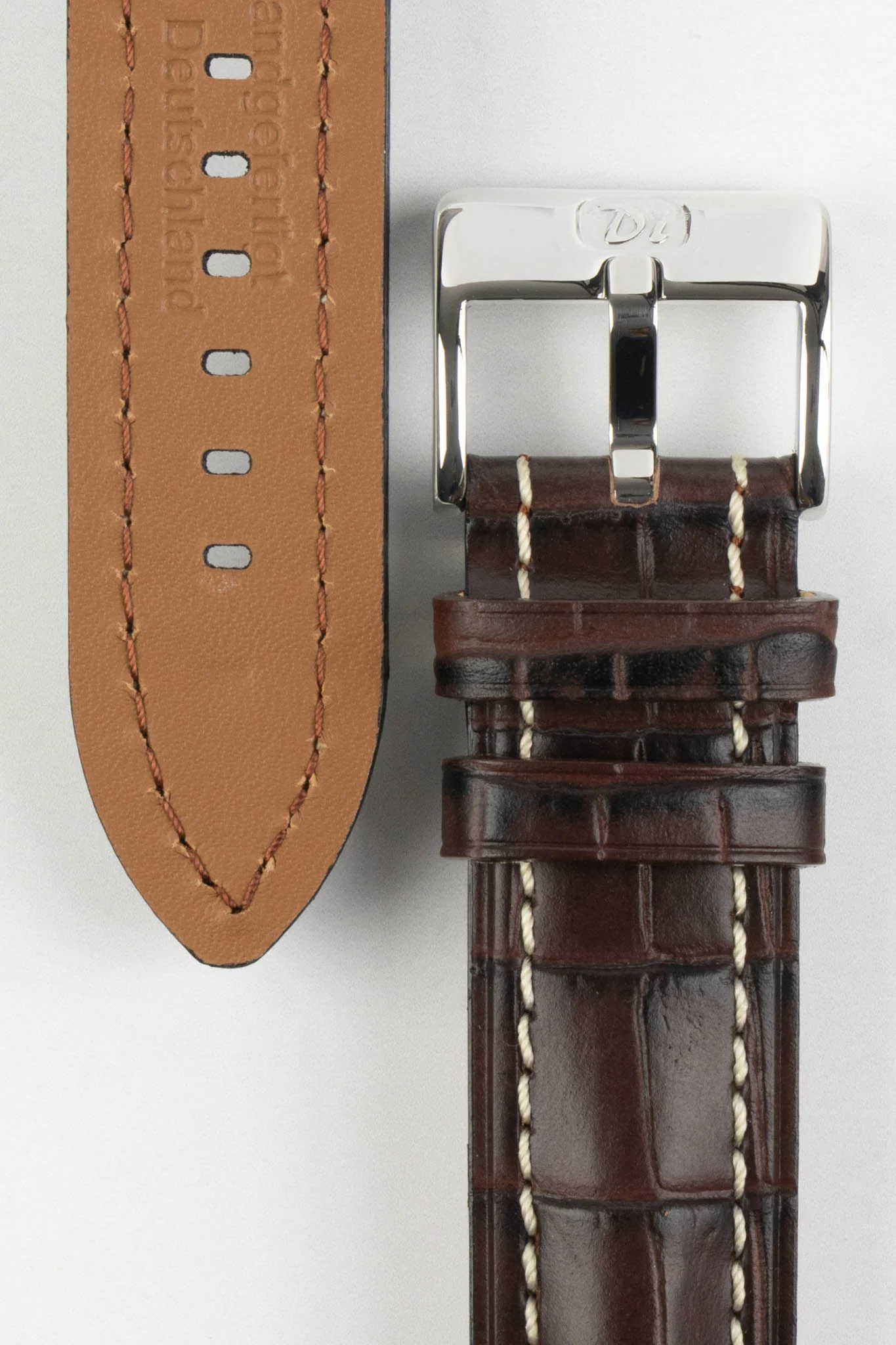 Di-Modell BALI CHRONO Alligator-Embossed Padded Watch Strap in BROWN - Image 2