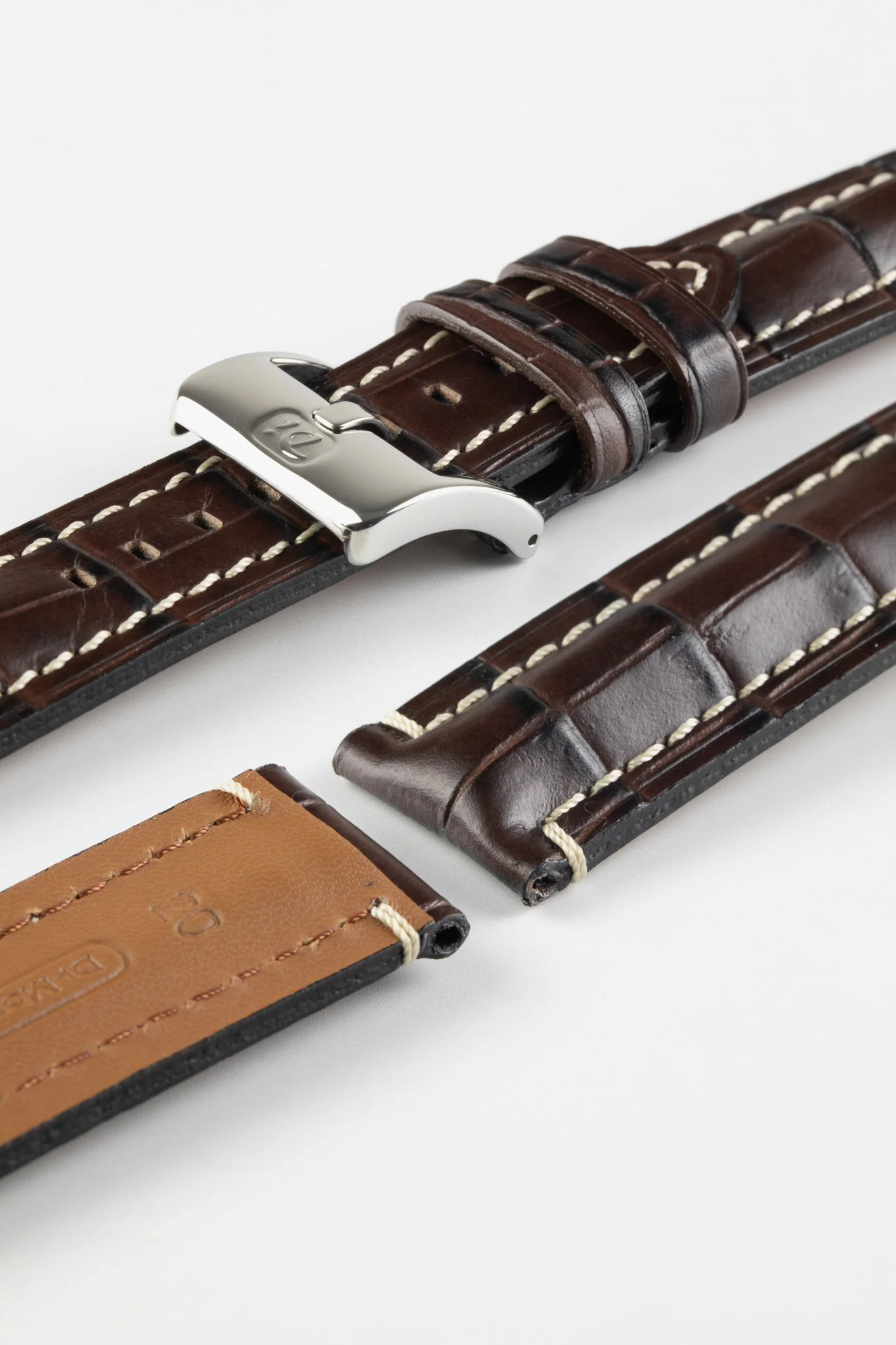 Di-Modell BALI CHRONO Alligator-Embossed Padded Watch Strap in BROWN - Image 4