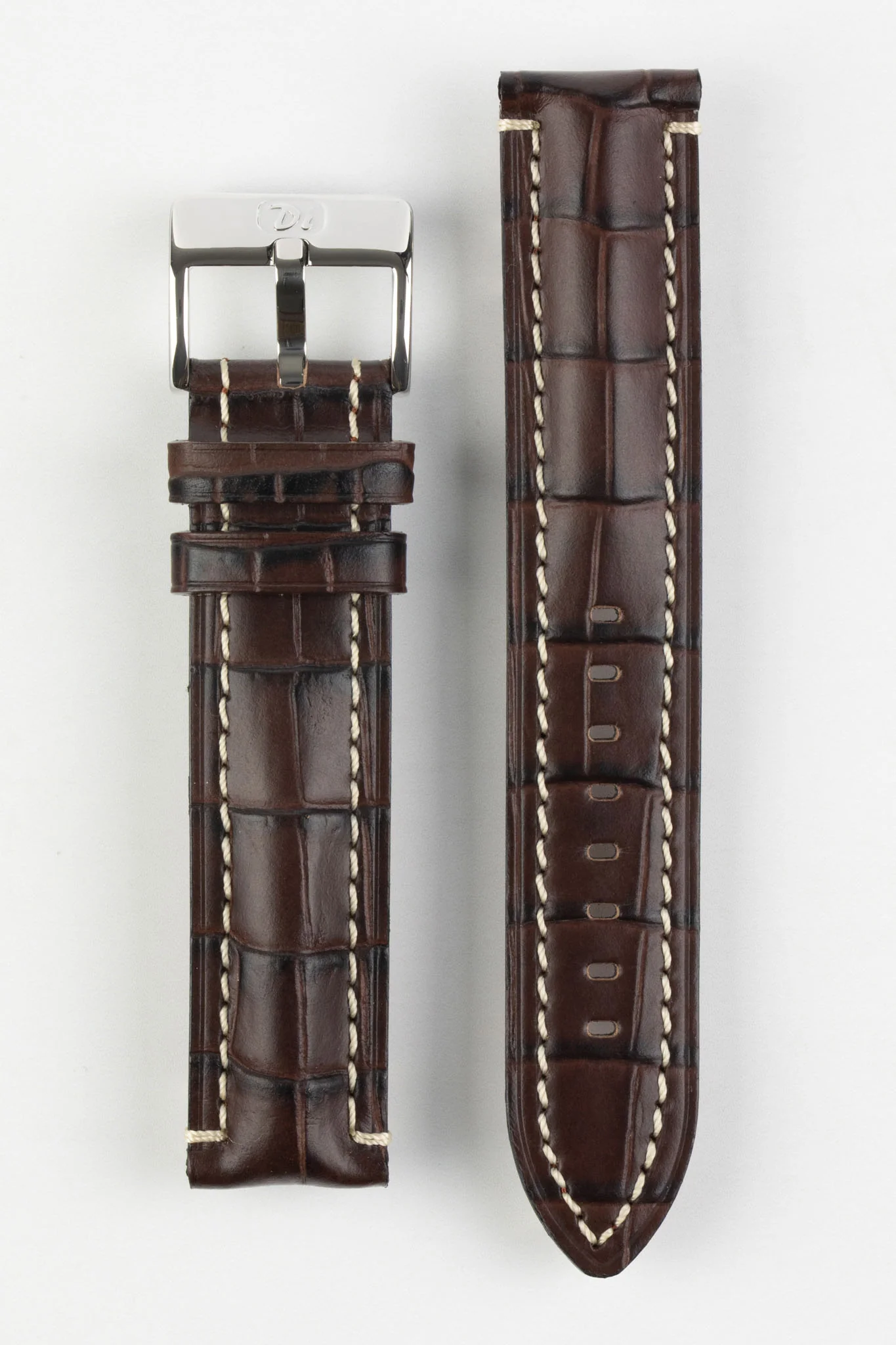 Di-Modell BALI CHRONO Alligator-Embossed Padded Watch Strap in BROWN - Image 5