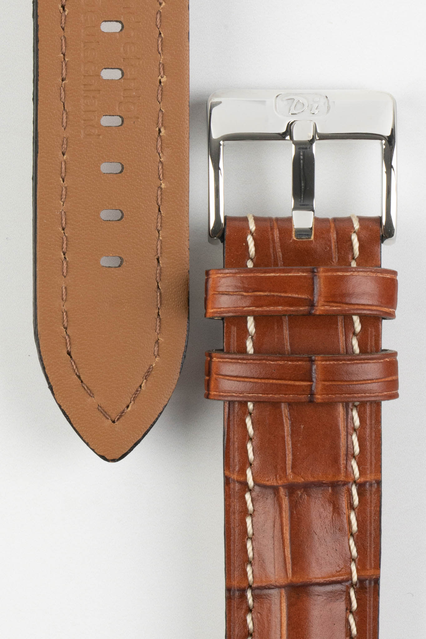 Di-Modell BALI CHRONO Alligator-Embossed Padded Watch Strap in GOLD BROWN - Image 2