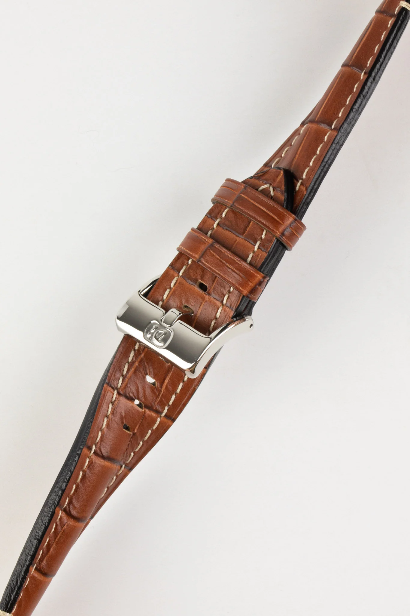 Di-Modell BALI CHRONO Alligator-Embossed Padded Watch Strap in GOLD BROWN - Image 3