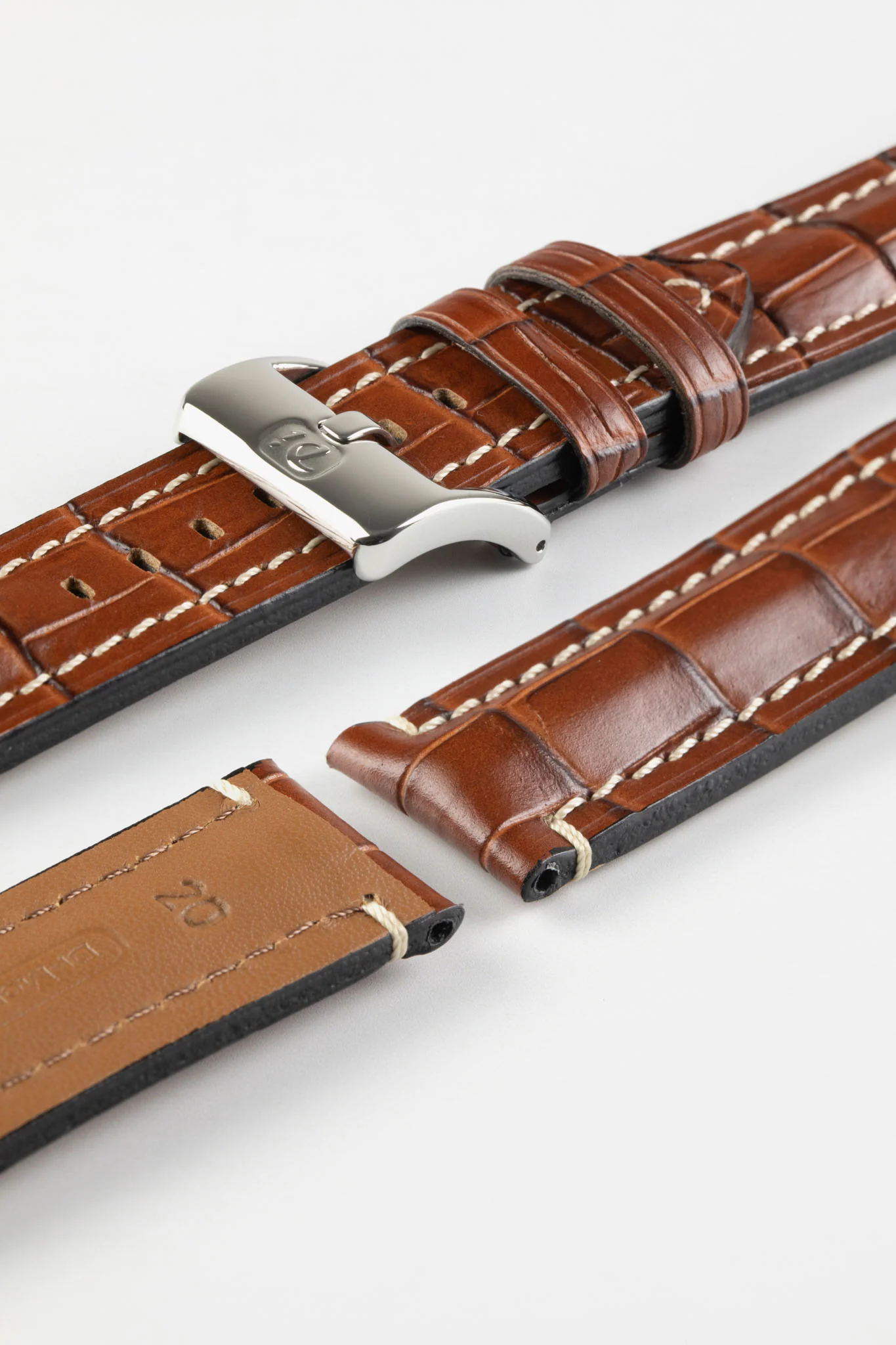 Di-Modell BALI CHRONO Alligator-Embossed Padded Watch Strap in GOLD BROWN - Image 4