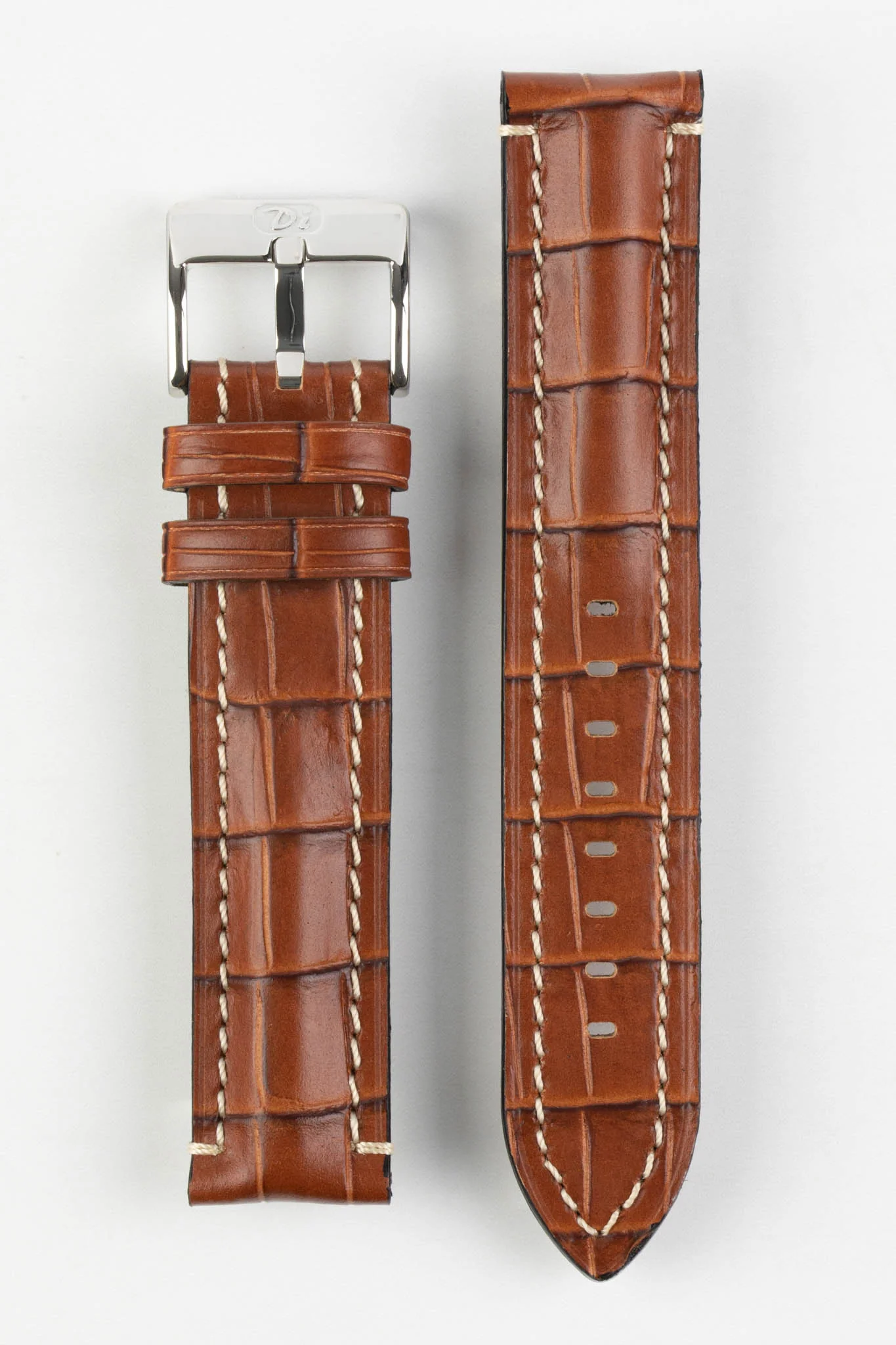 Di-Modell BALI CHRONO Alligator-Embossed Padded Watch Strap in GOLD BROWN - Image 5