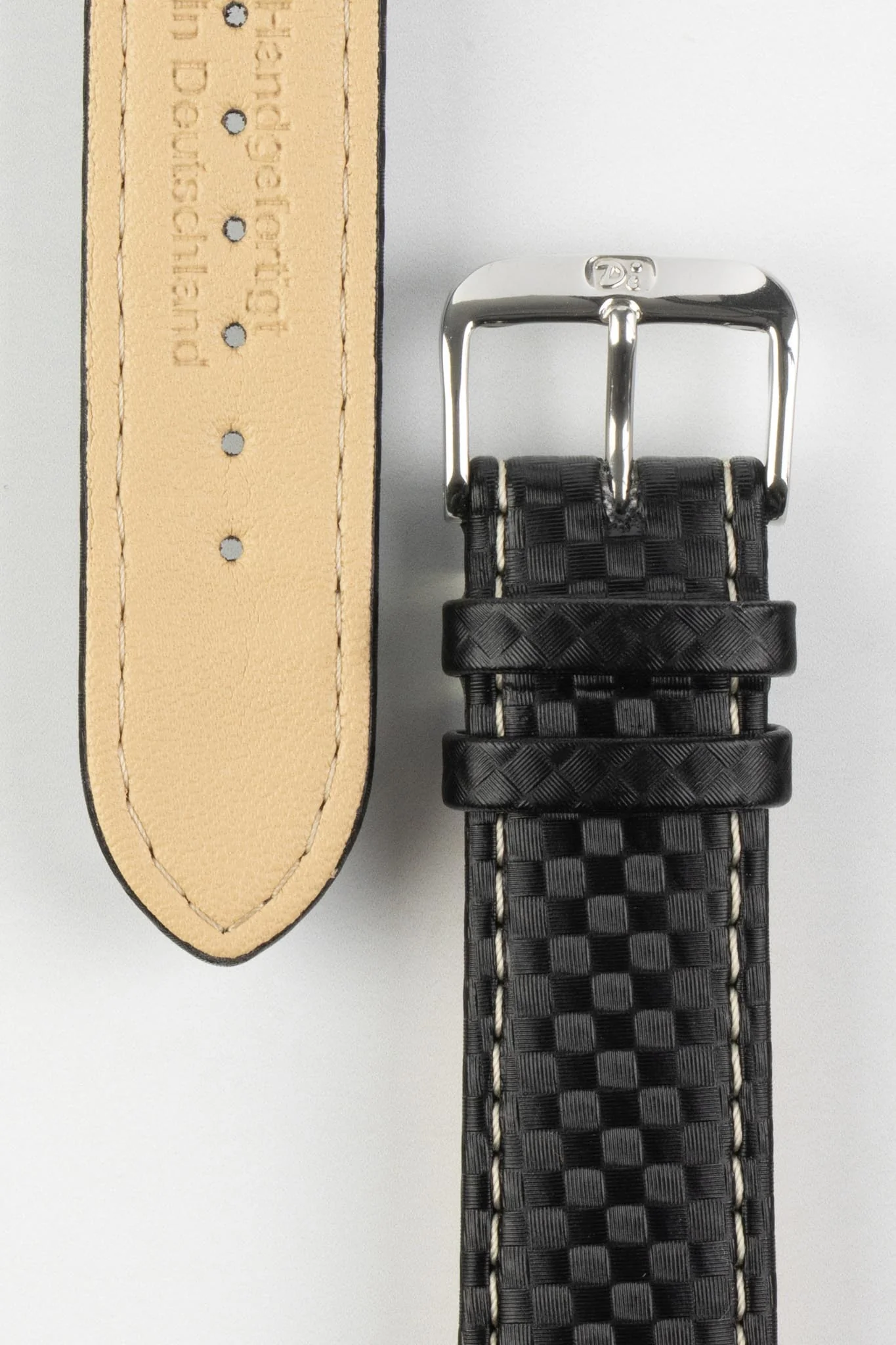 Di-Modell CARBONIO Carbon-Embossed Leather Watch Strap in BLACK - Image 3