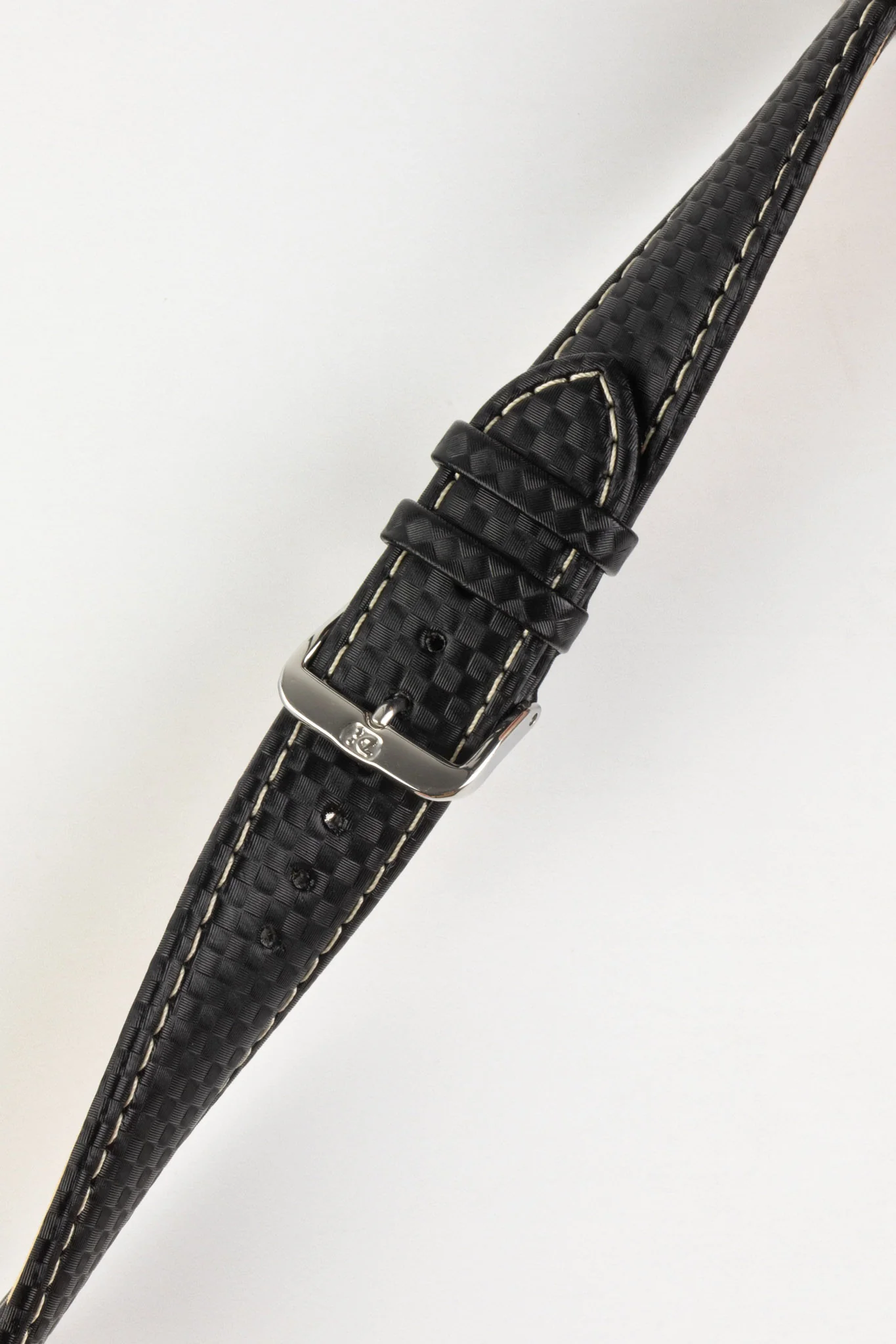 Di-Modell CARBONIO Carbon-Embossed Leather Watch Strap in BLACK - Image 4
