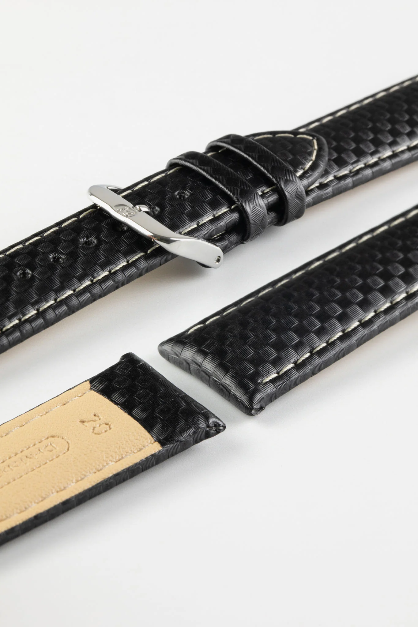 Di-Modell CARBONIO Carbon-Embossed Leather Watch Strap in BLACK - Image 5