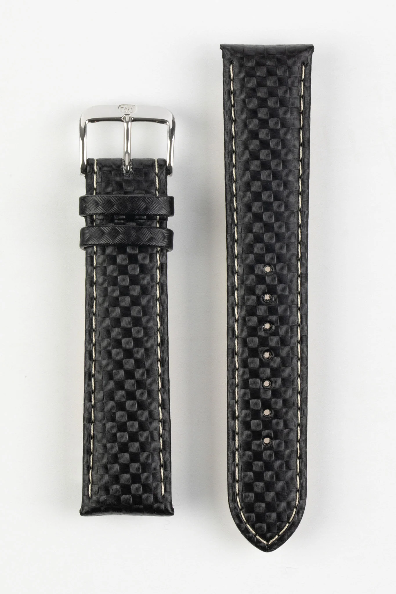 Di-Modell CARBONIO Carbon-Embossed Leather Watch Strap in BLACK - Image 7