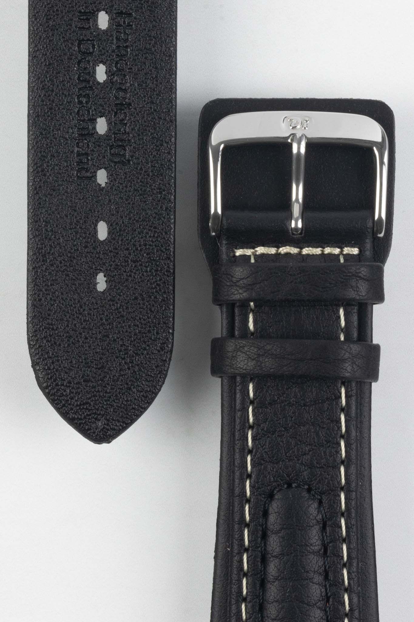 Di-Modell CHRONISSIMO Waterproof Leather Watch Strap in BLACK / WHITE - Image 3