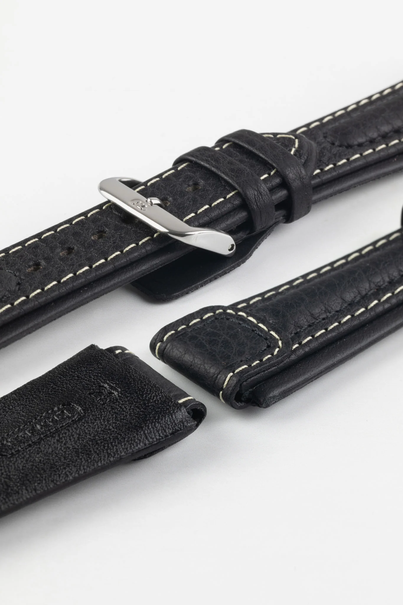 Di-Modell CHRONISSIMO Waterproof Leather Watch Strap in BLACK / WHITE - Image 8