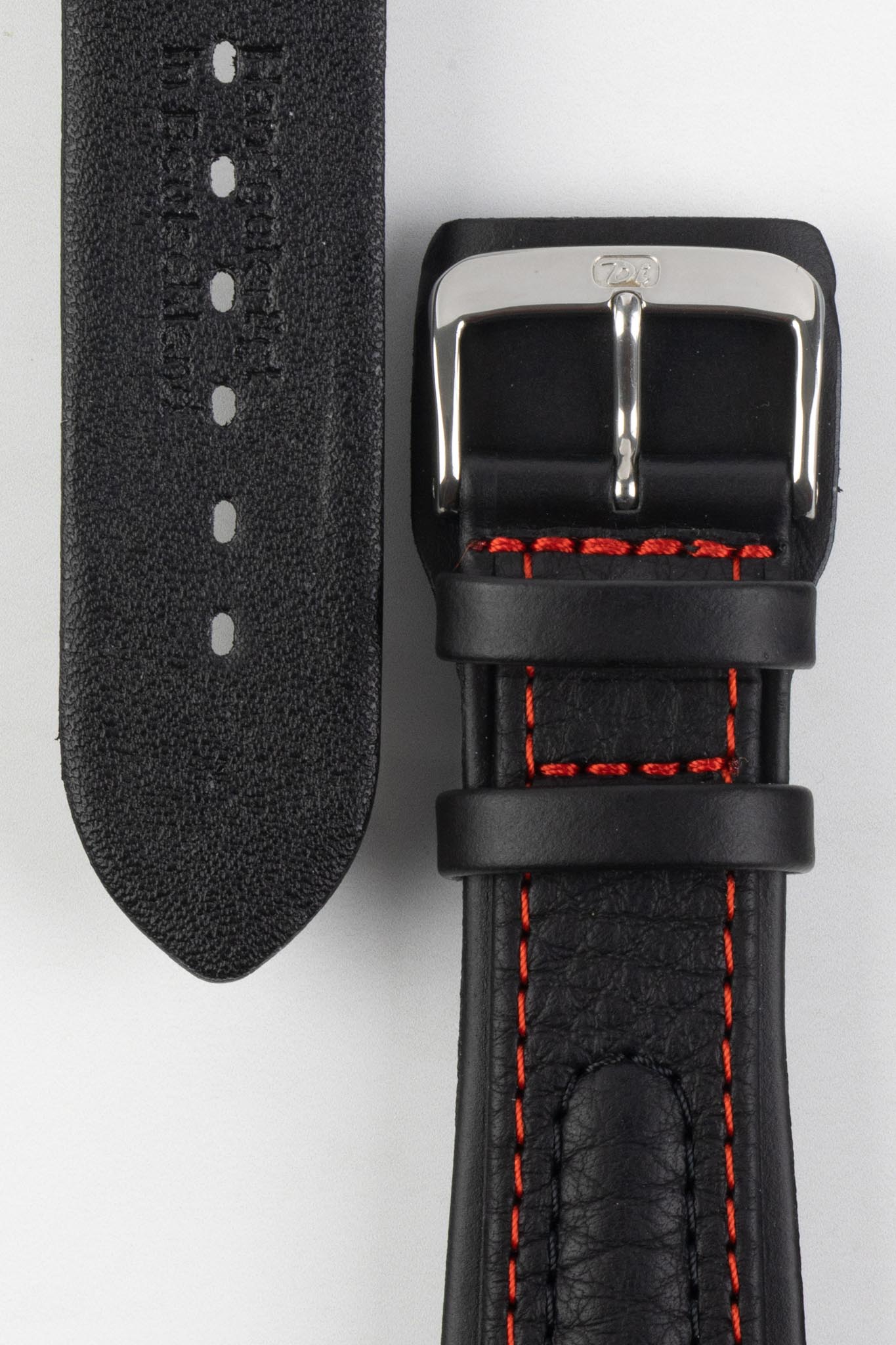 Di-Modell CHRONISSIMO Waterproof Leather Watch Strap in BLACK / RED - Image 3