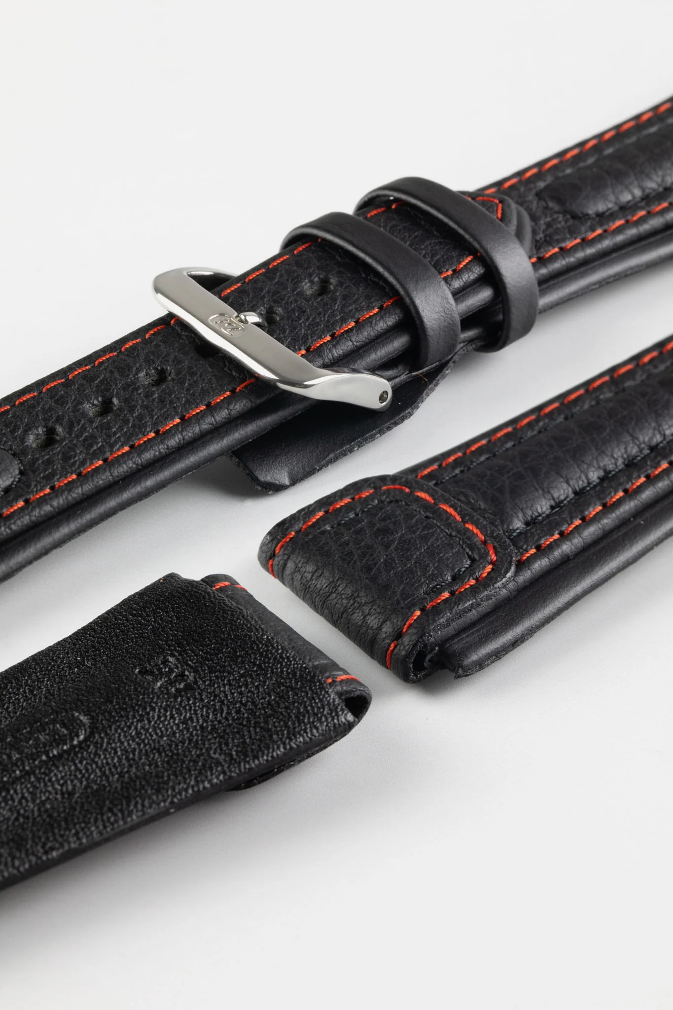 Di-Modell CHRONISSIMO Waterproof Leather Watch Strap in BLACK / RED - Image 6