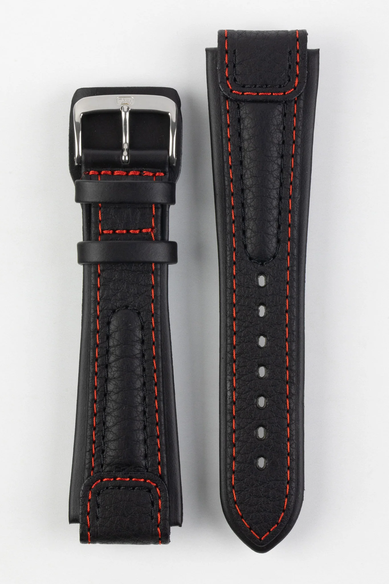 Di-Modell CHRONISSIMO Waterproof Leather Watch Strap in BLACK / RED - Image 7