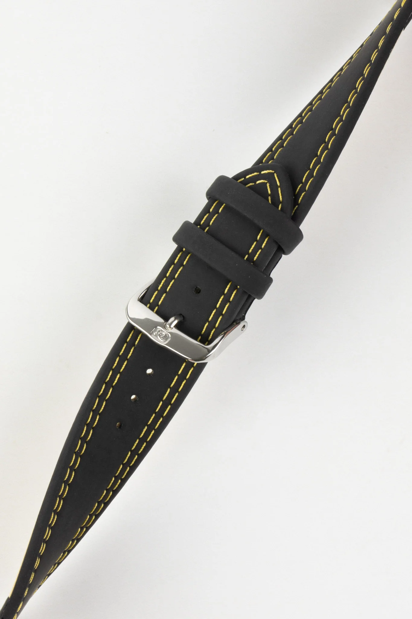 Di-Modell COLORADO Rubber-Coated Leather Watch Strap in BLACK with YELLOW Stitch - Image 4