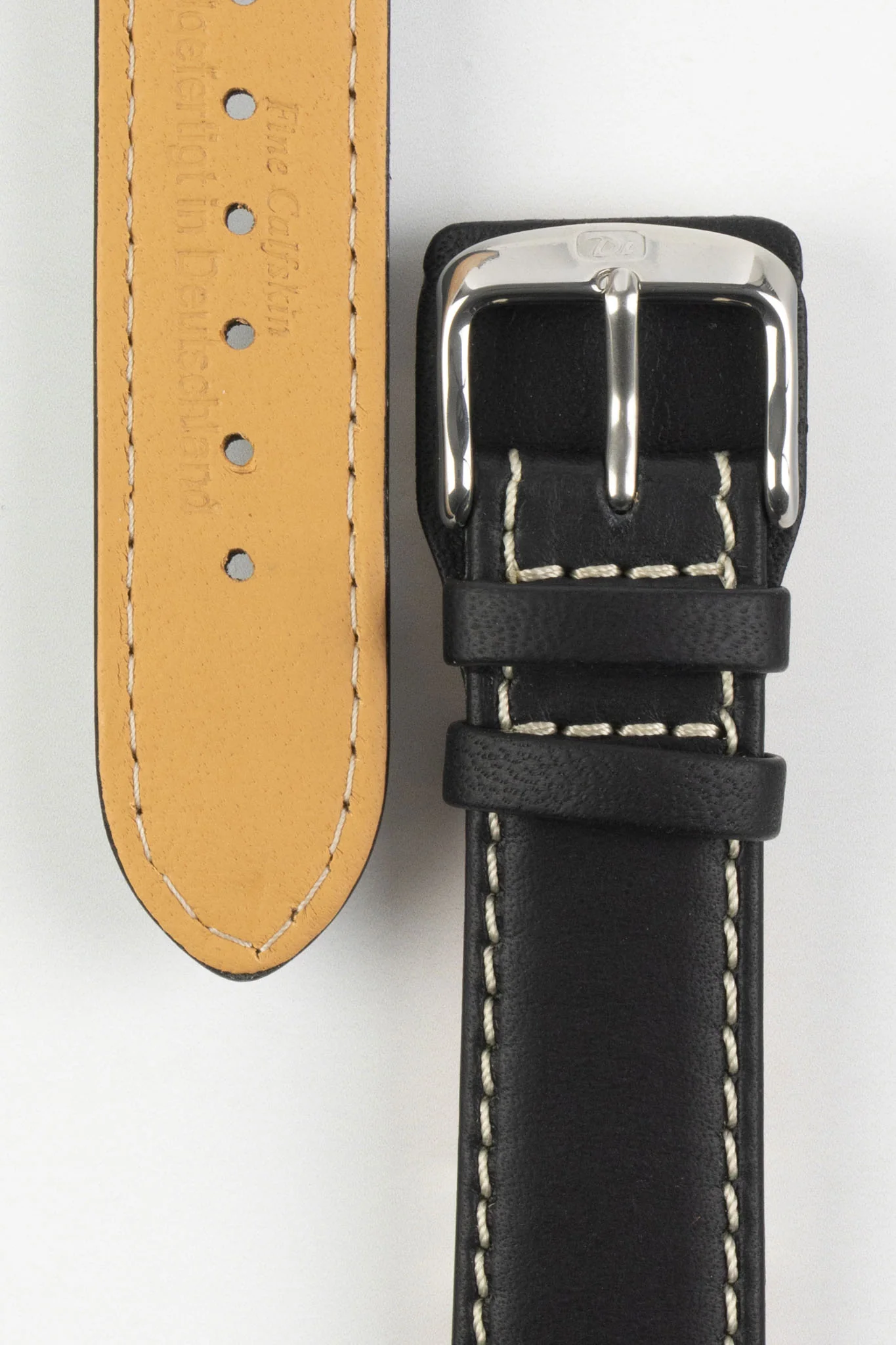 Di-Modell DENVER Calf Leather Watch Strap in BLACK / BEIGE - Image 3