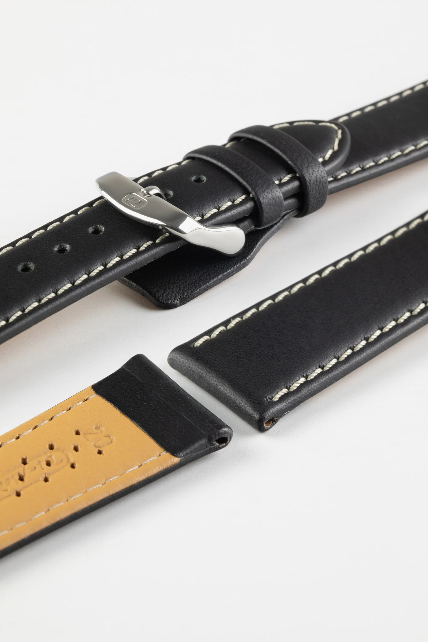 Di-Modell DENVER Calf Leather Watch Strap in BLACK / BEIGE - Image 5