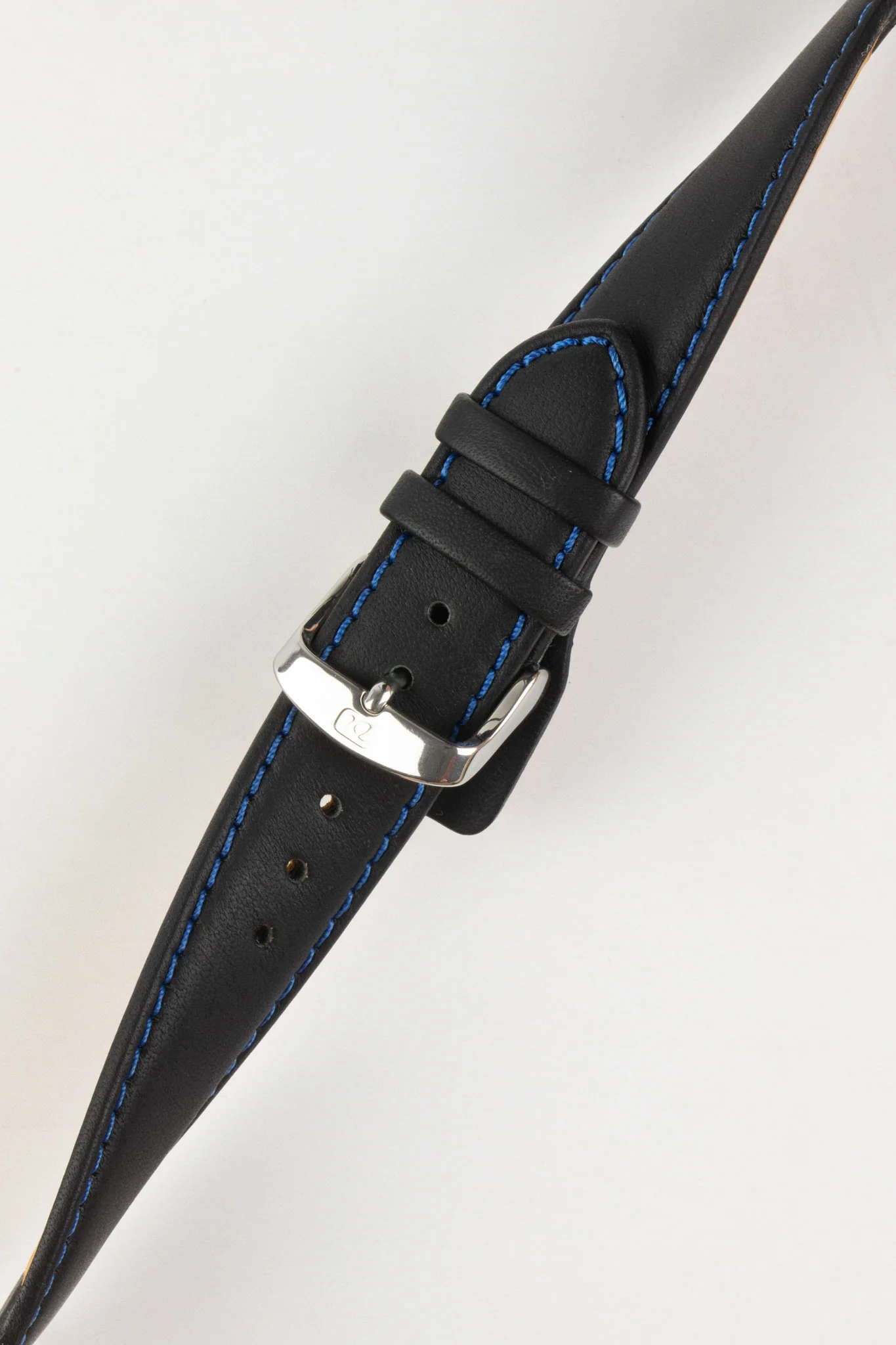 Di-Modell DENVER Calf Leather Watch Strap in BLACK With BLUE Stitching - Image 5