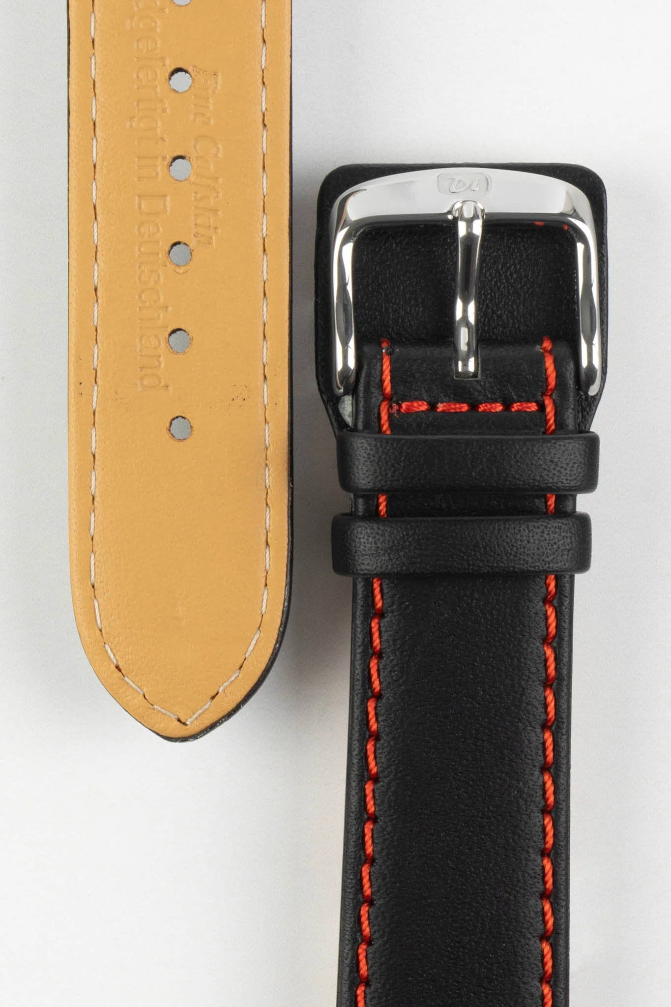 Di-Modell DENVER Calf Leather Watch Strap in BLACK / RED - Image 3