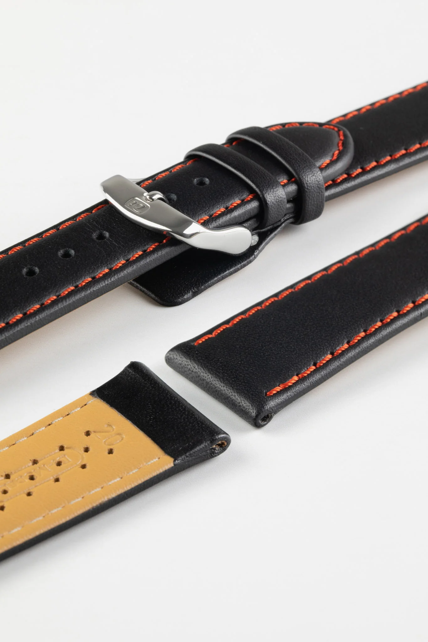 Di-Modell DENVER Calf Leather Watch Strap in BLACK / RED - Image 5