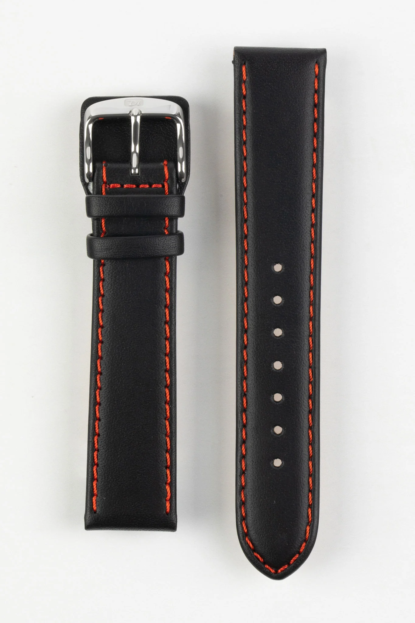 Di-Modell DENVER Calf Leather Watch Strap in BLACK / RED - Image 7