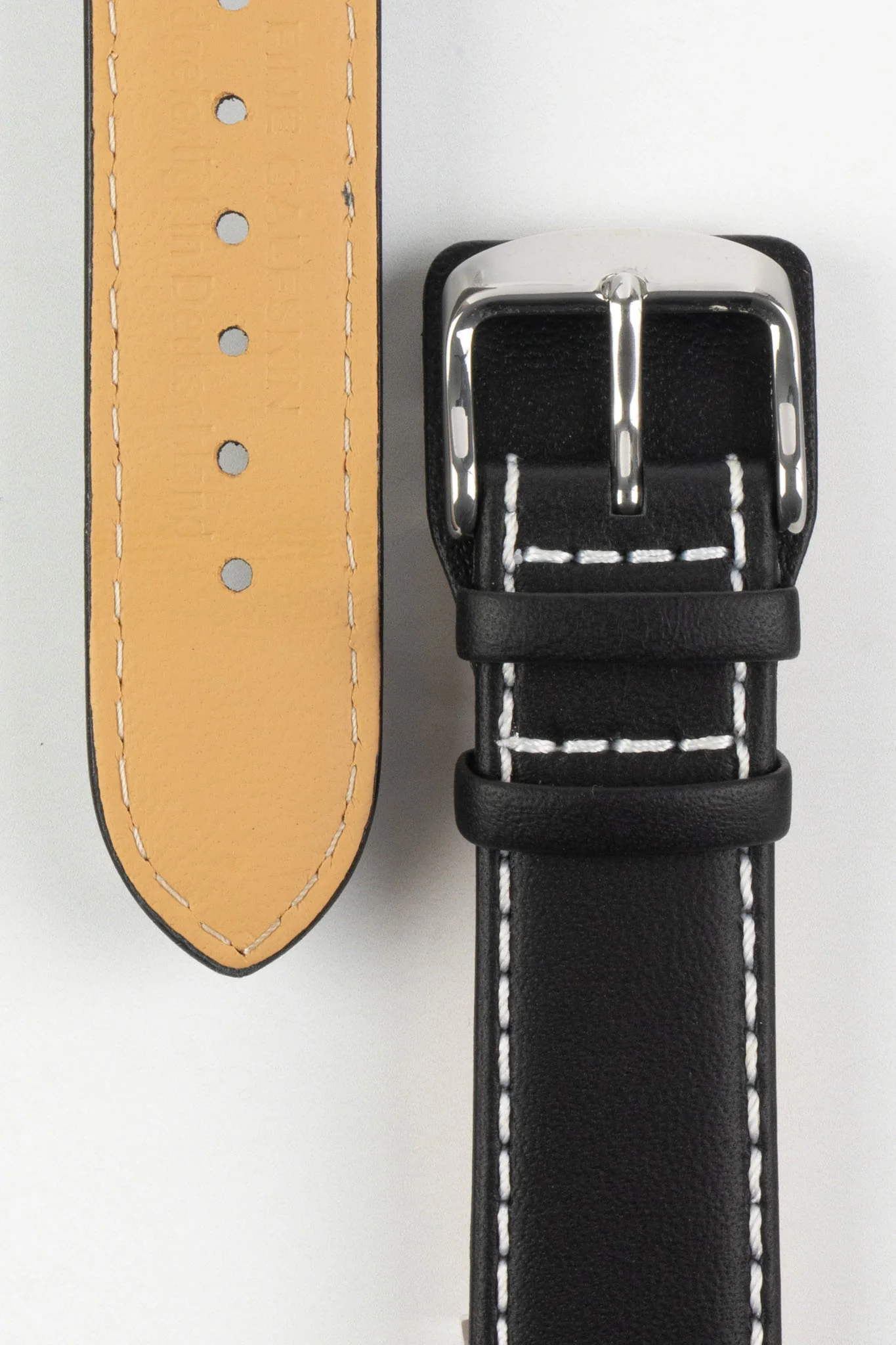 Di-Modell DENVER Calf Leather Watch Strap in BLACK / WHITE - Image 3