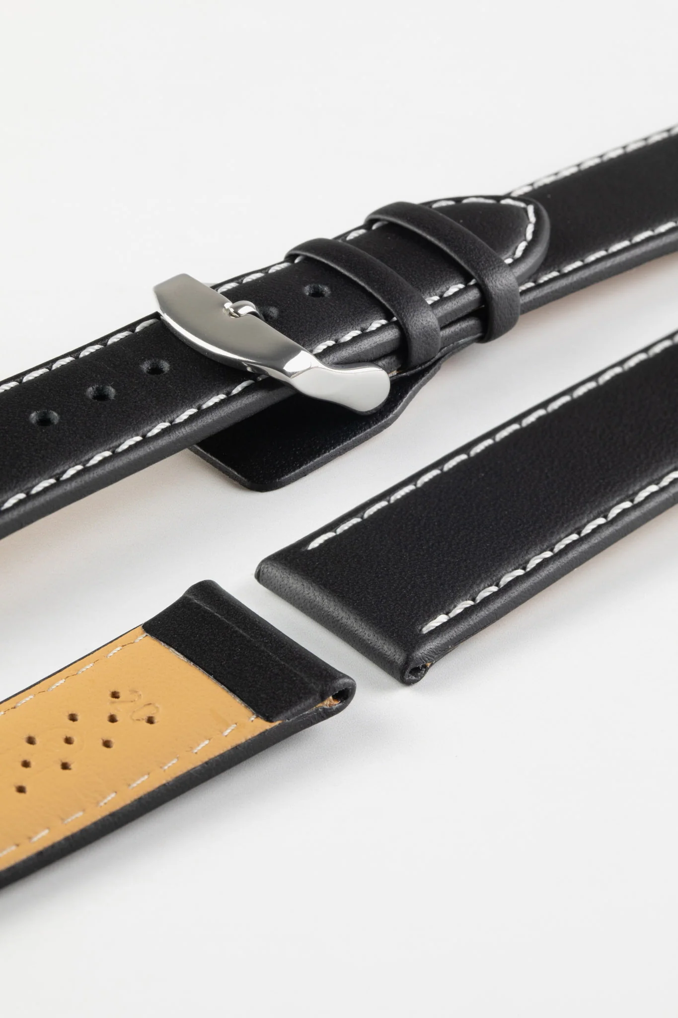 Di-Modell DENVER Calf Leather Watch Strap in BLACK / WHITE - Image 5