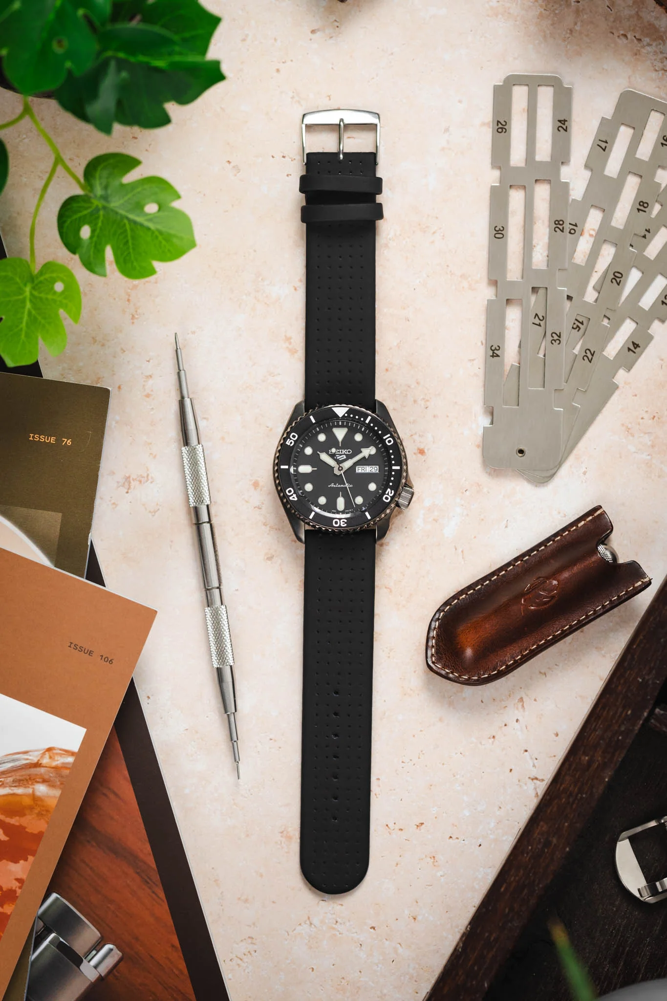 Di-Modell DESIGN Waterproof Sport Leather Watch Strap in BLACK - Image 8