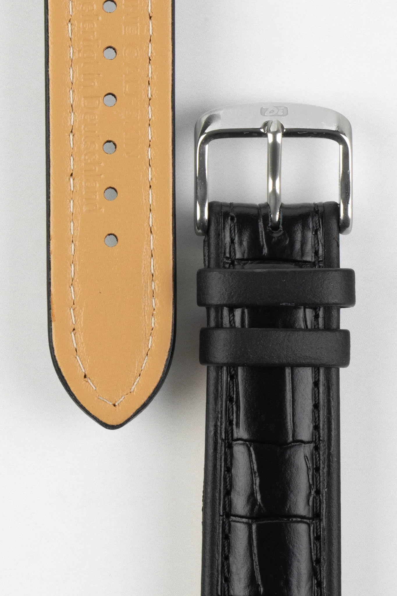 Di-Modell IMPERATOR Waterproof Alligator-Embossed Calfskin Watch Strap in BLACK - Image 2