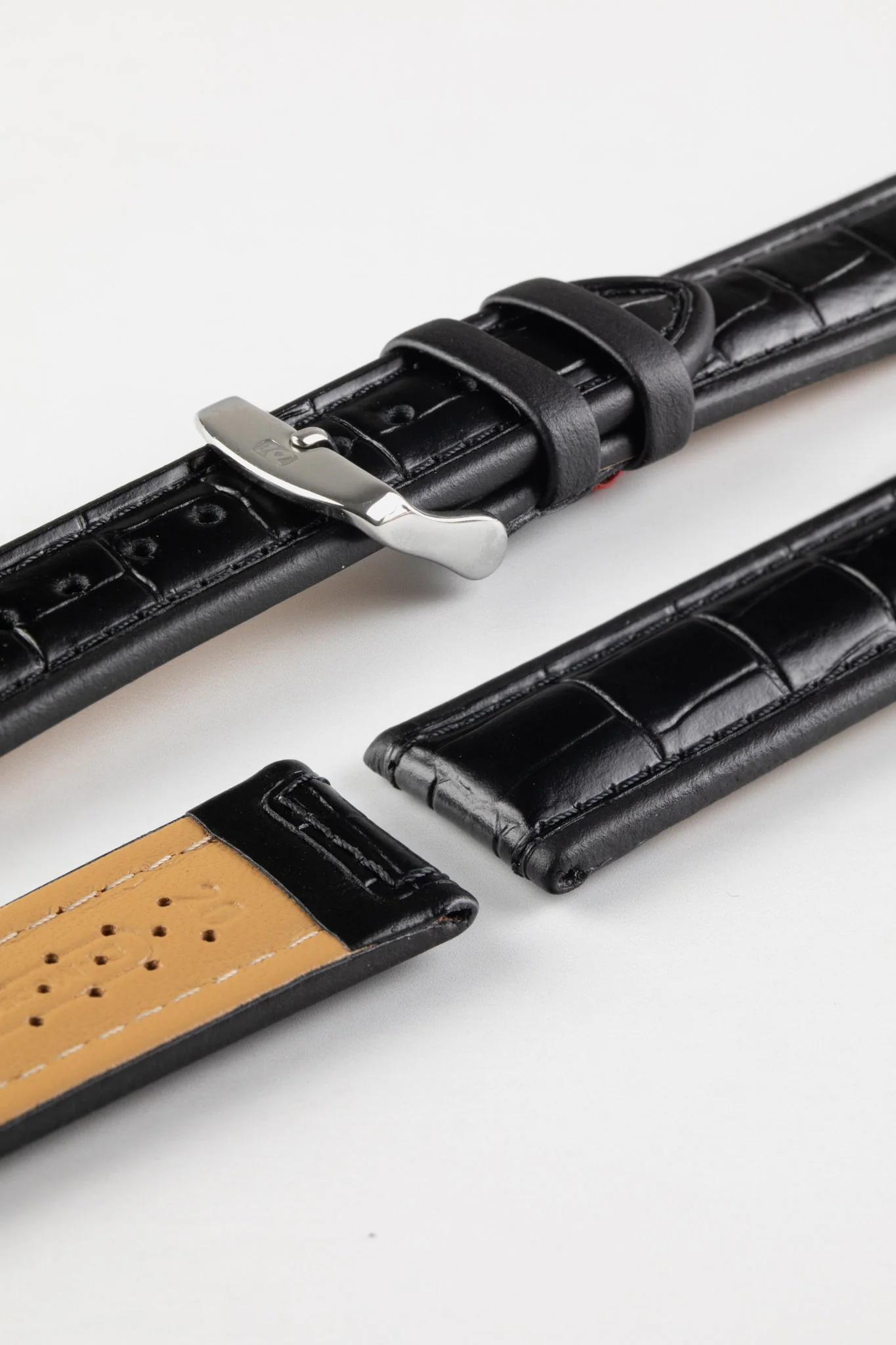 Di-Modell IMPERATOR Waterproof Alligator-Embossed Calfskin Watch Strap in BLACK - Image 4