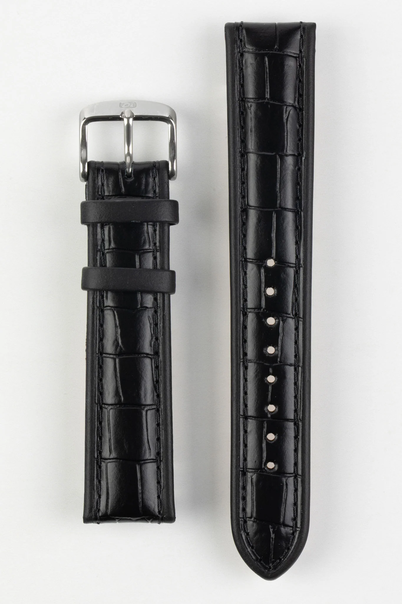 Di-Modell IMPERATOR Waterproof Alligator-Embossed Calfskin Watch Strap in BLACK - Image 6