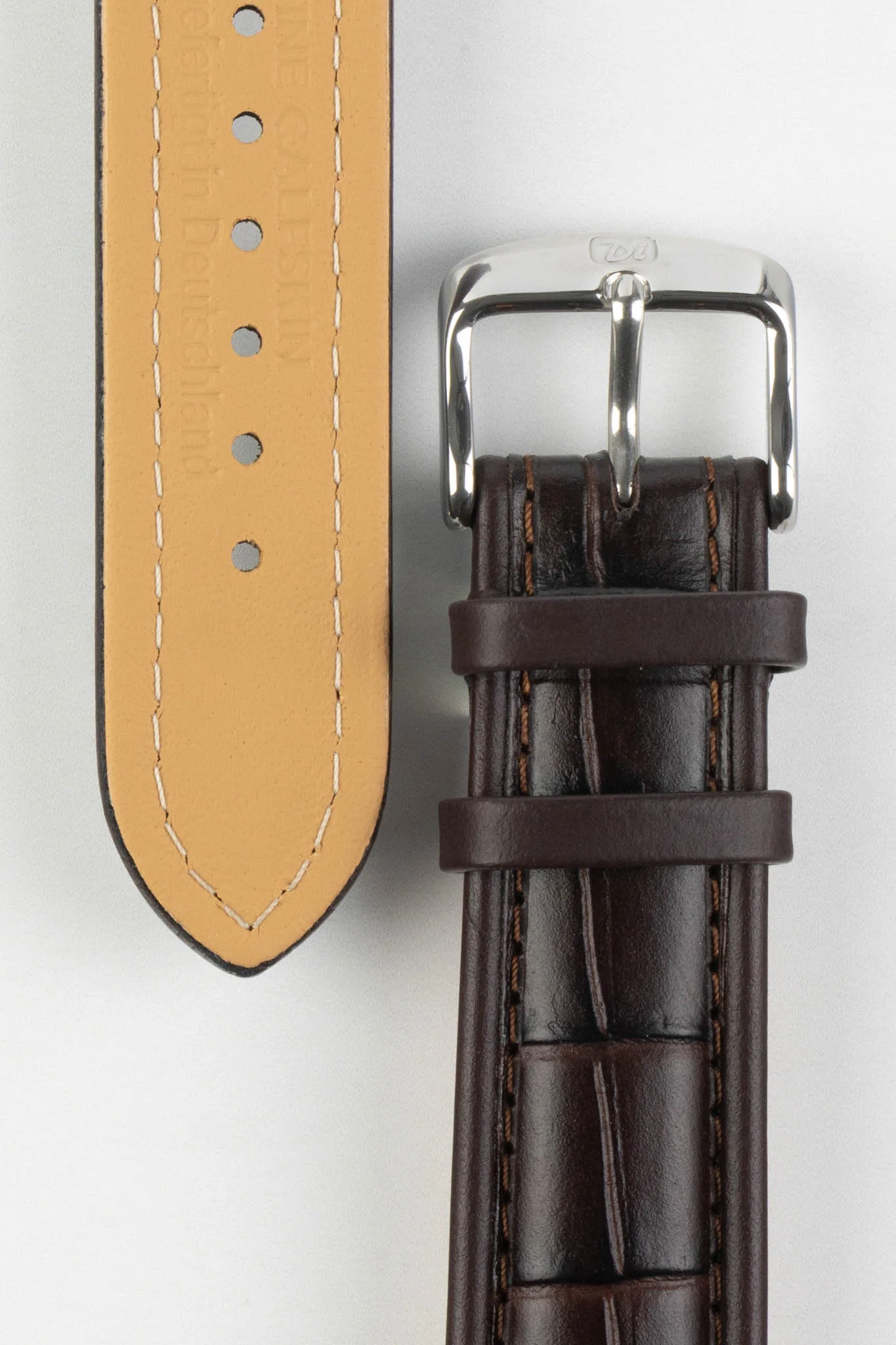 Di-Modell IMPERATOR Waterproof Alligator-Embossed Calfskin Watch Strap in BROWN - Image 2