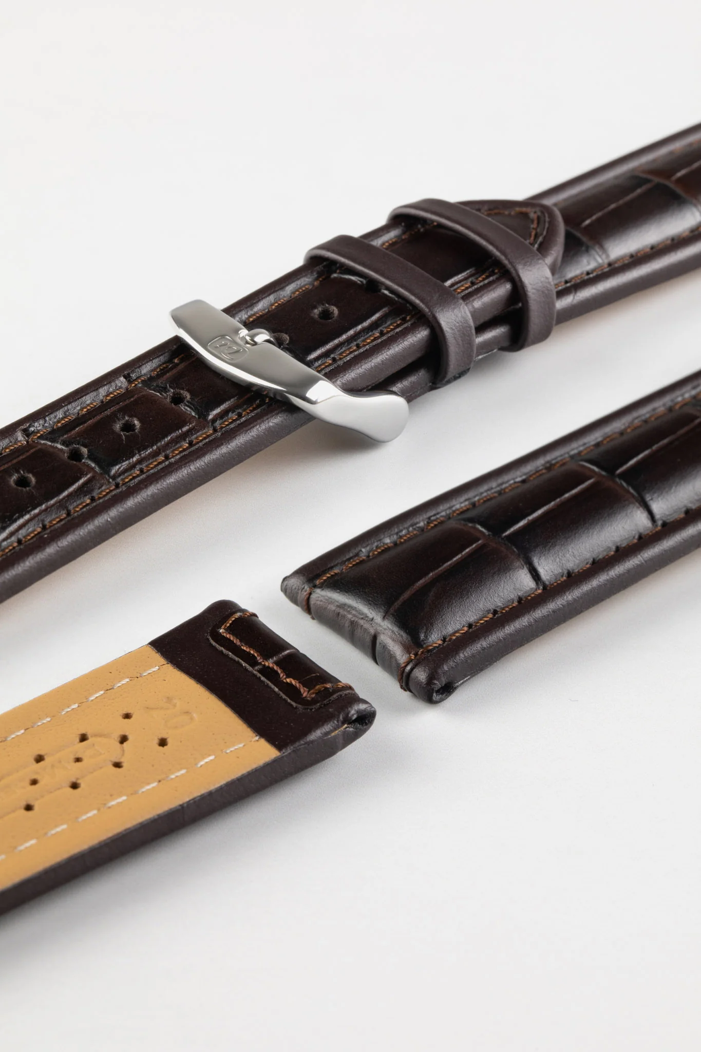 Di-Modell IMPERATOR Waterproof Alligator-Embossed Calfskin Watch Strap in BROWN - Image 4