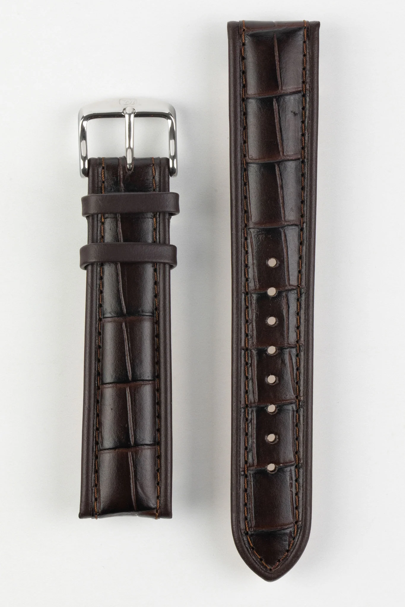 Di-Modell IMPERATOR Waterproof Alligator-Embossed Calfskin Watch Strap in BROWN - Image 6