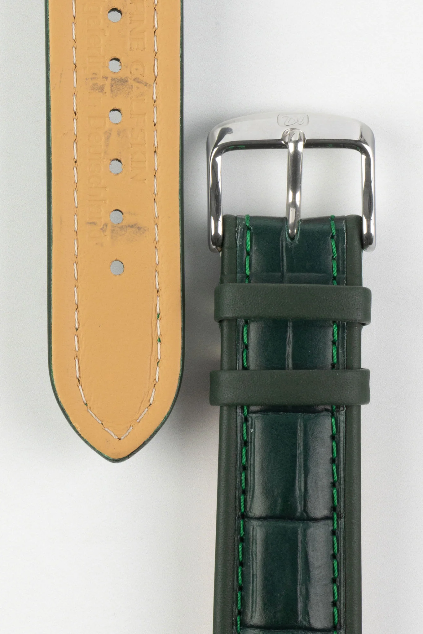 Di-Modell IMPERATOR Waterproof Alligator-Embossed Calfskin Watch Strap in DARK GREEN - Image 2