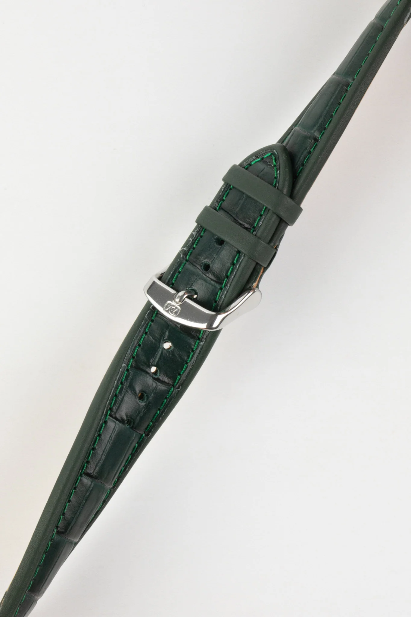 Di-Modell IMPERATOR Waterproof Alligator-Embossed Calfskin Watch Strap in DARK GREEN - Image 3