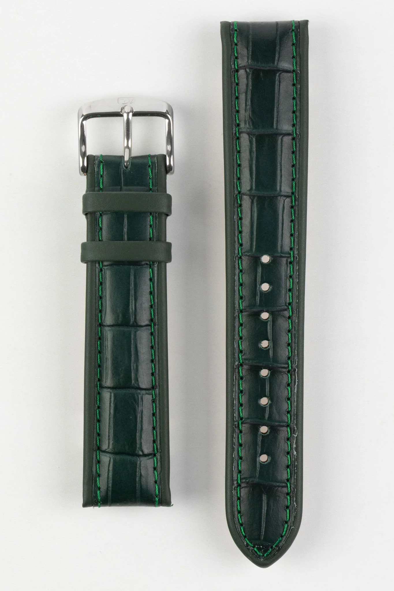 Di-Modell IMPERATOR Waterproof Alligator-Embossed Calfskin Watch Strap in DARK GREEN - Image 6