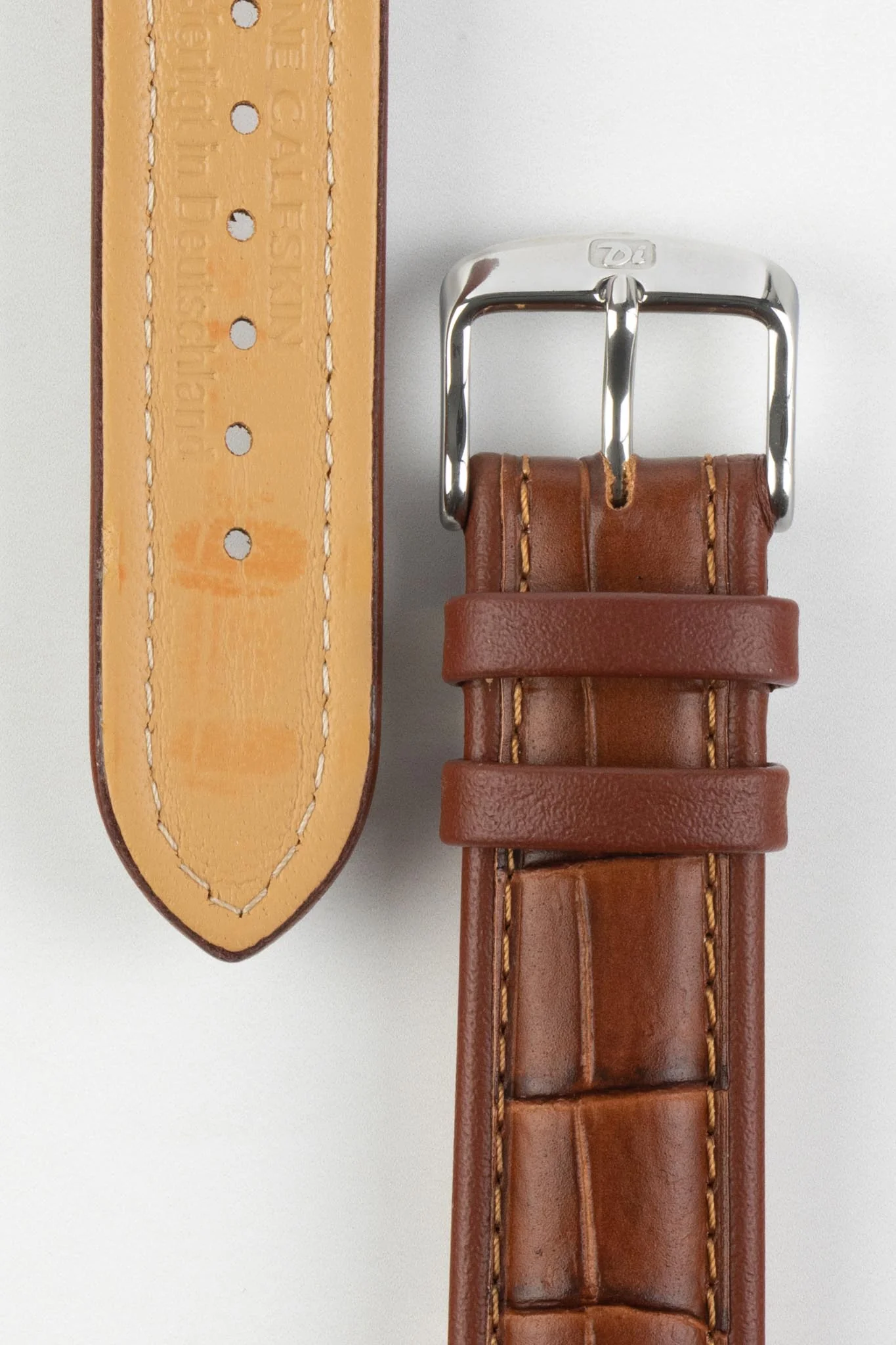 Di-Modell IMPERATOR Waterproof Alligator-Embossed Calfskin Watch Strap in GOLD BROWN - Image 2