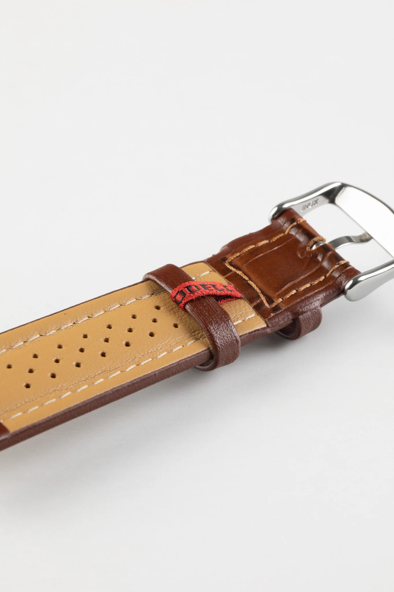Di-Modell IMPERATOR Waterproof Alligator-Embossed Calfskin Watch Strap in GOLD BROWN - Image 5